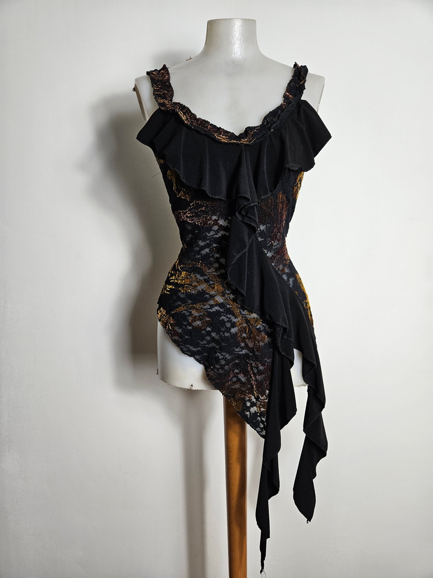 Haut asymétrique motifs en velours