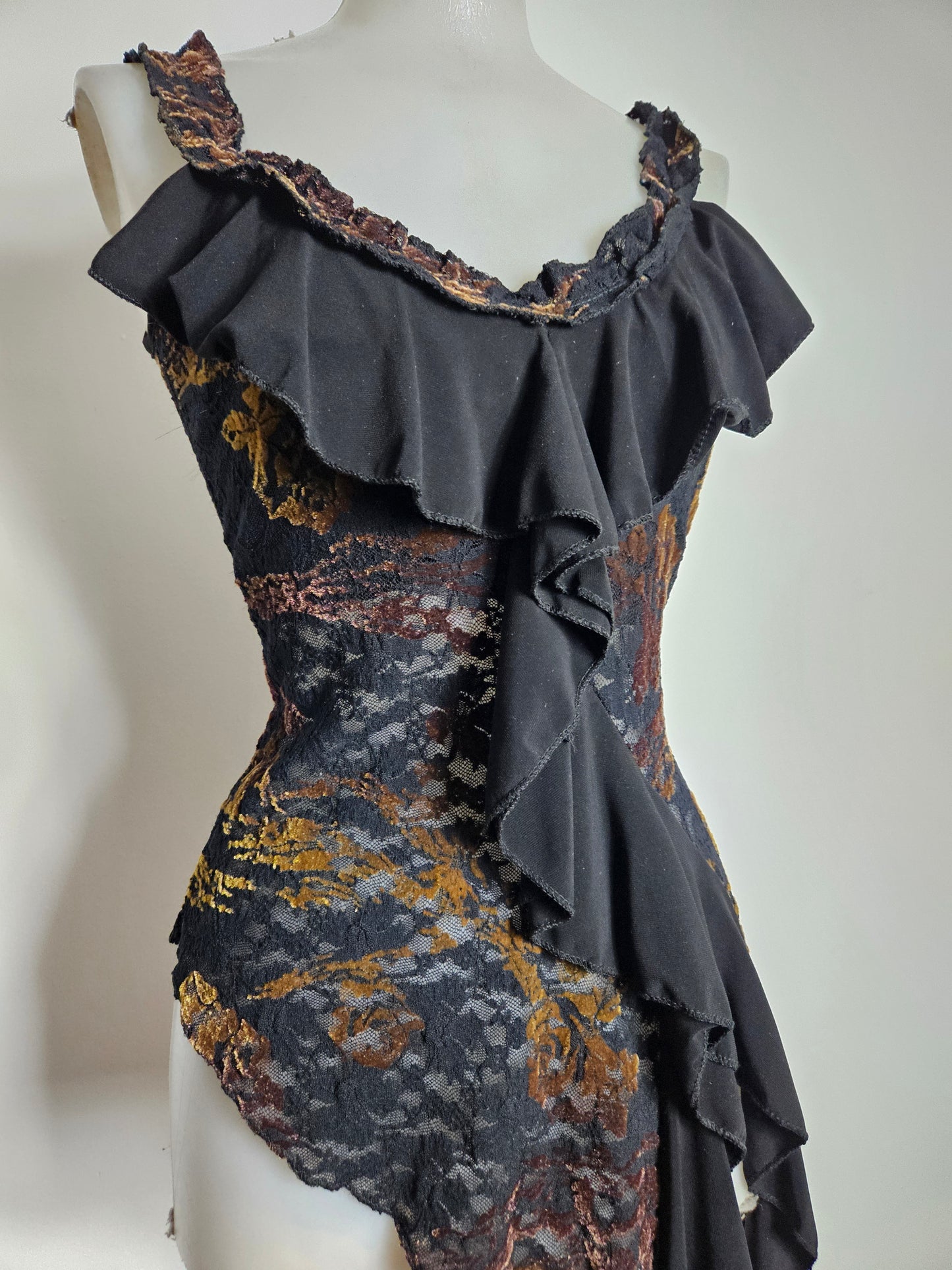 Haut asymétrique motifs en velours