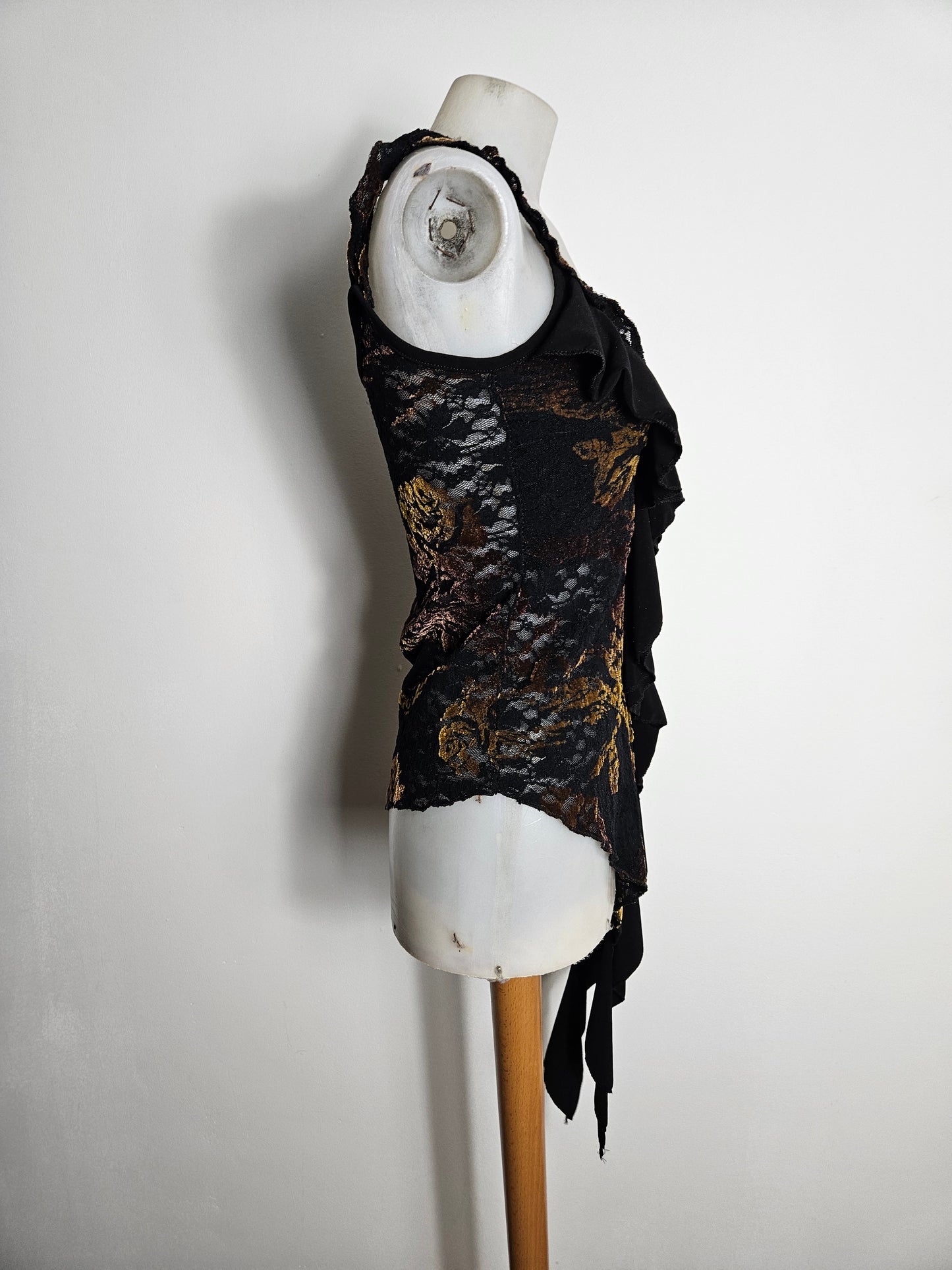 Haut asymétrique motifs en velours