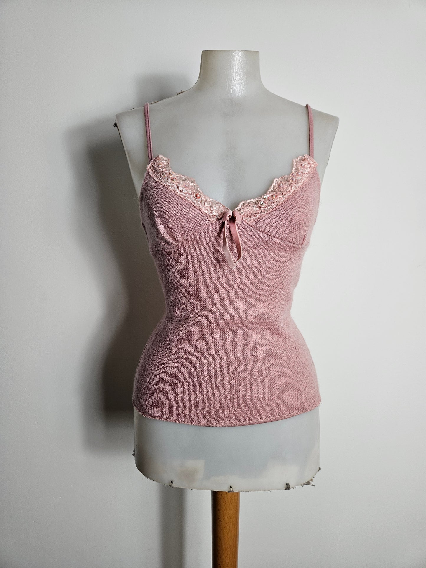 Powder pink top with lace details