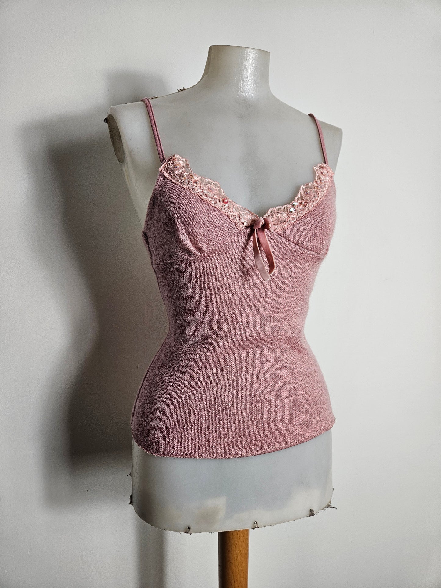 Powder pink top with lace details
