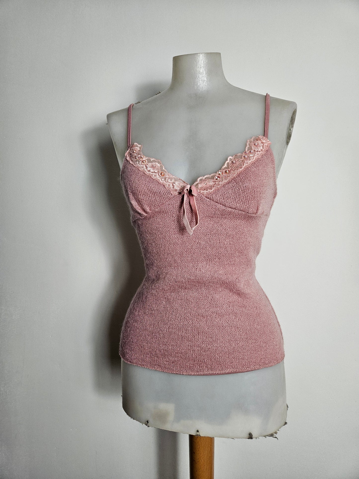 Powder pink top with lace details