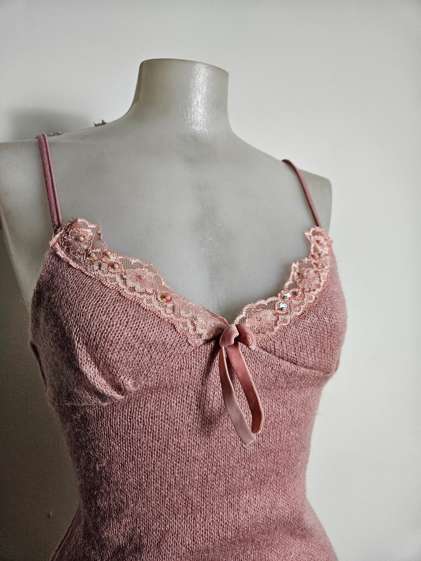 Powder pink top with lace details
