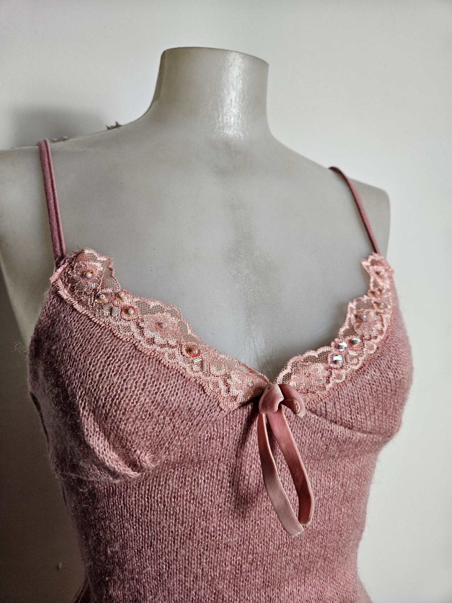 Powder pink top with lace details