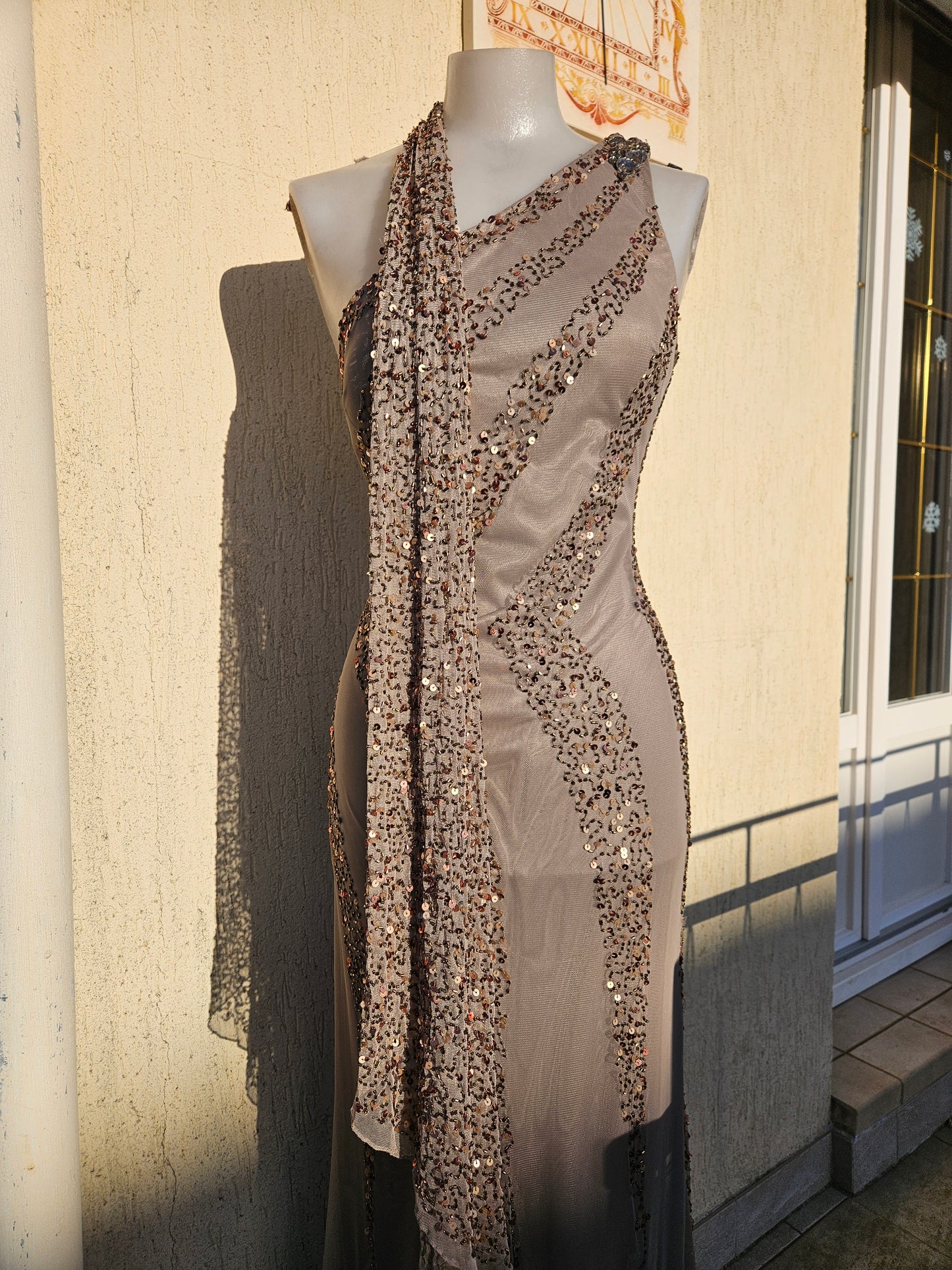 Sequin-embroidered voile dress