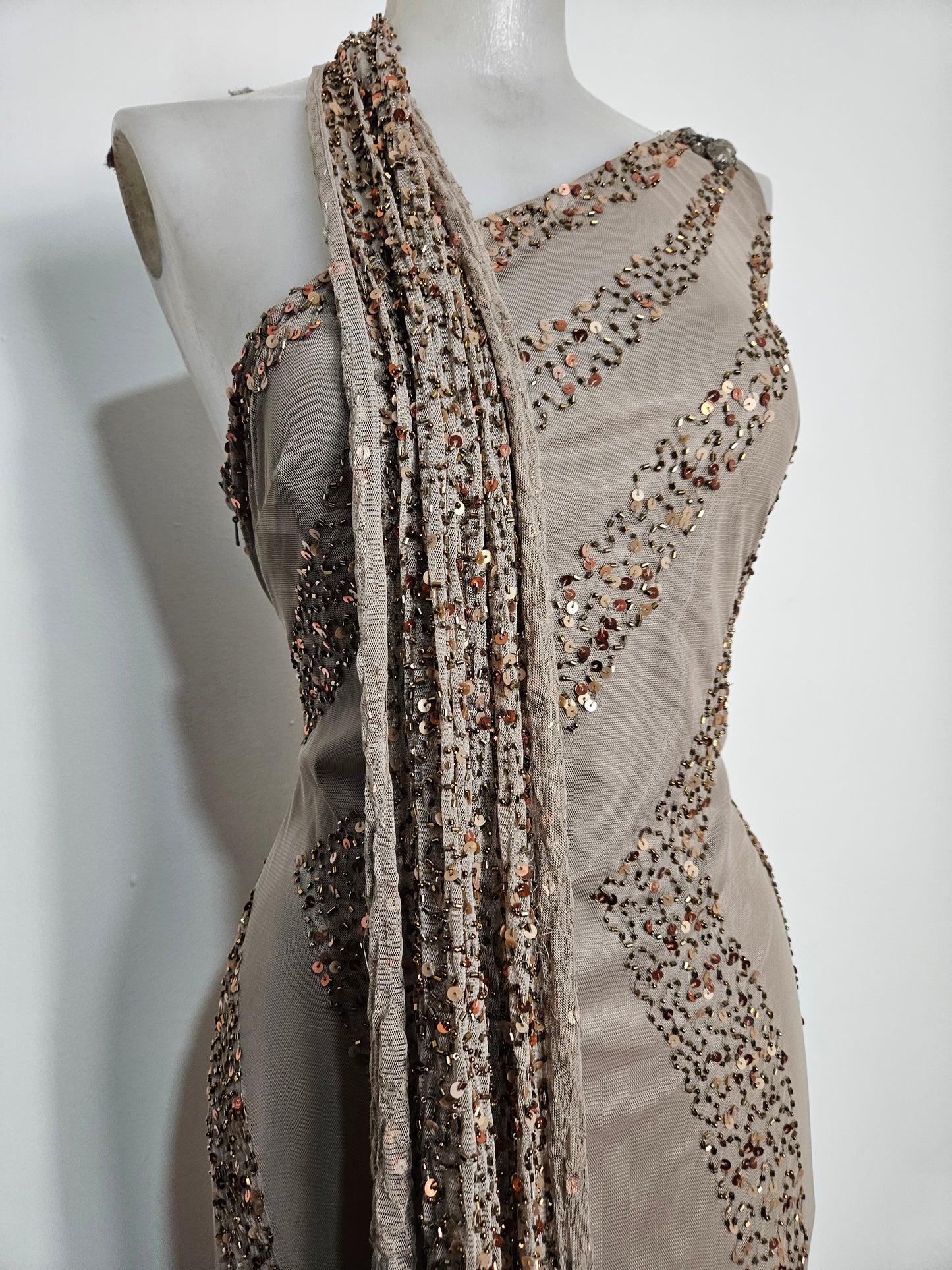 Sequin-embroidered voile dress