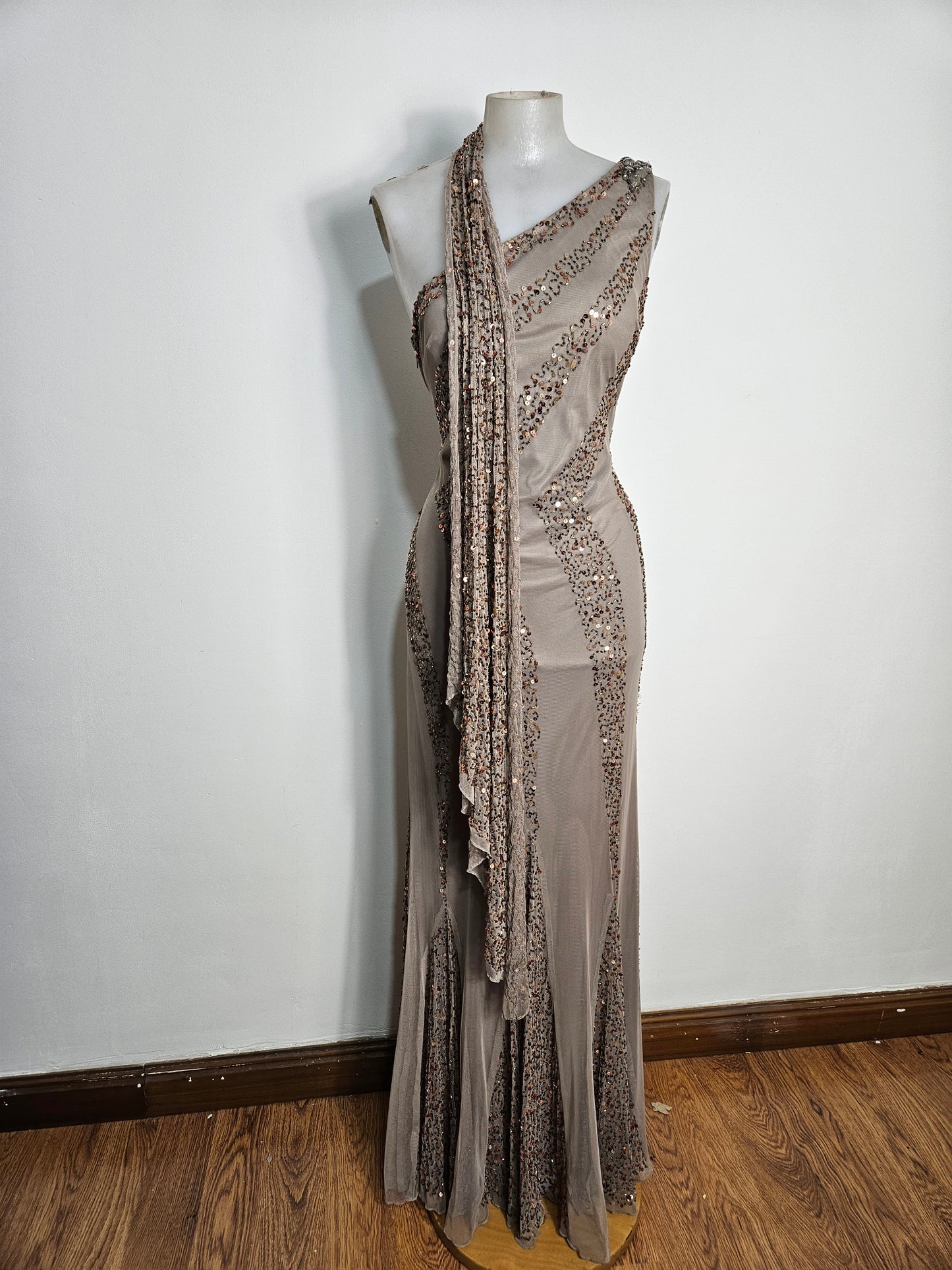 Sequin-embroidered voile dress