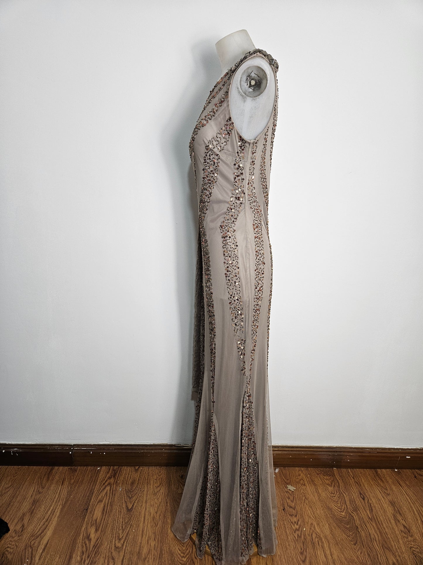 Sequin-embroidered voile dress