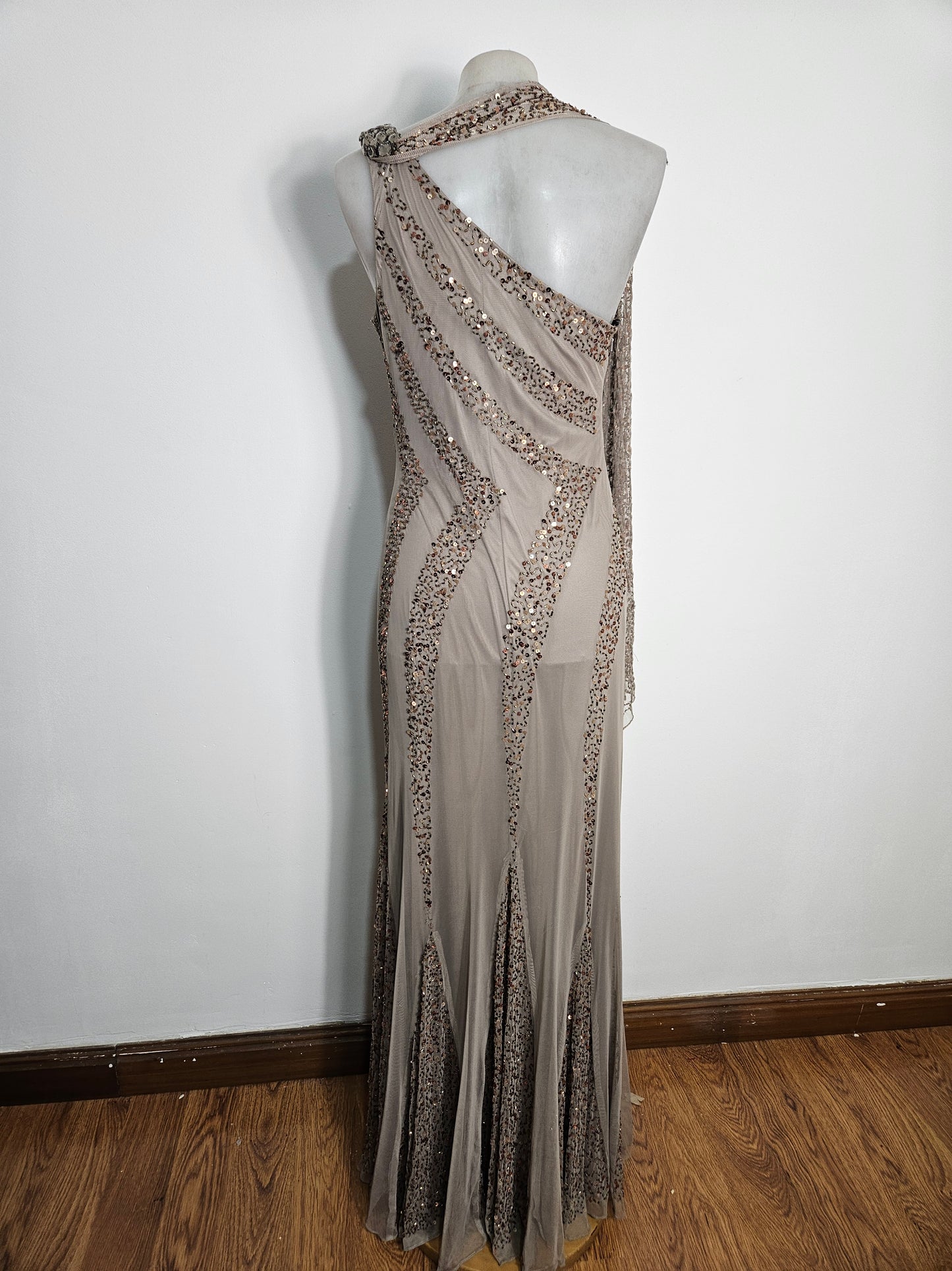 Sequin-embroidered voile dress