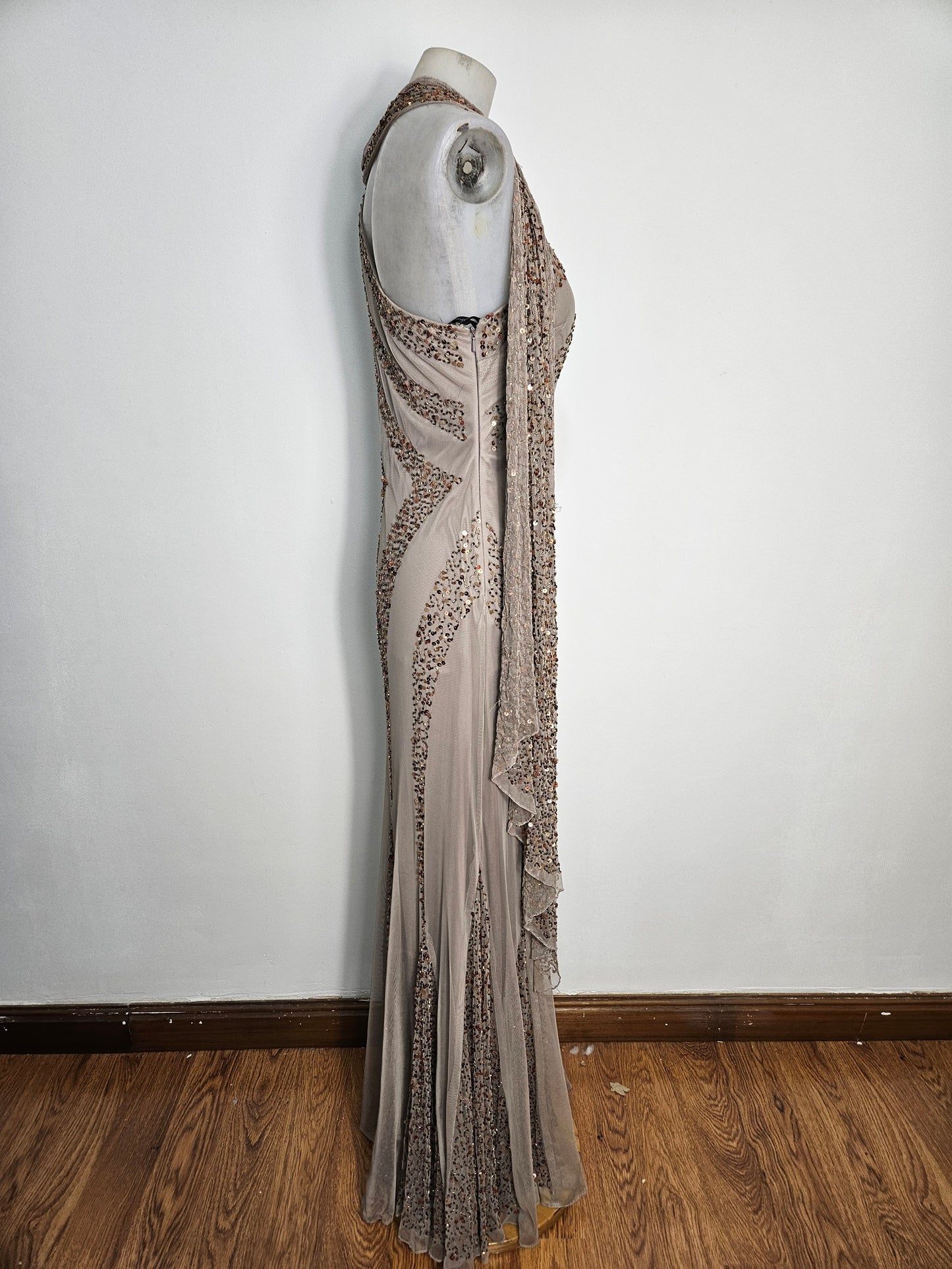 Sequin-embroidered voile dress