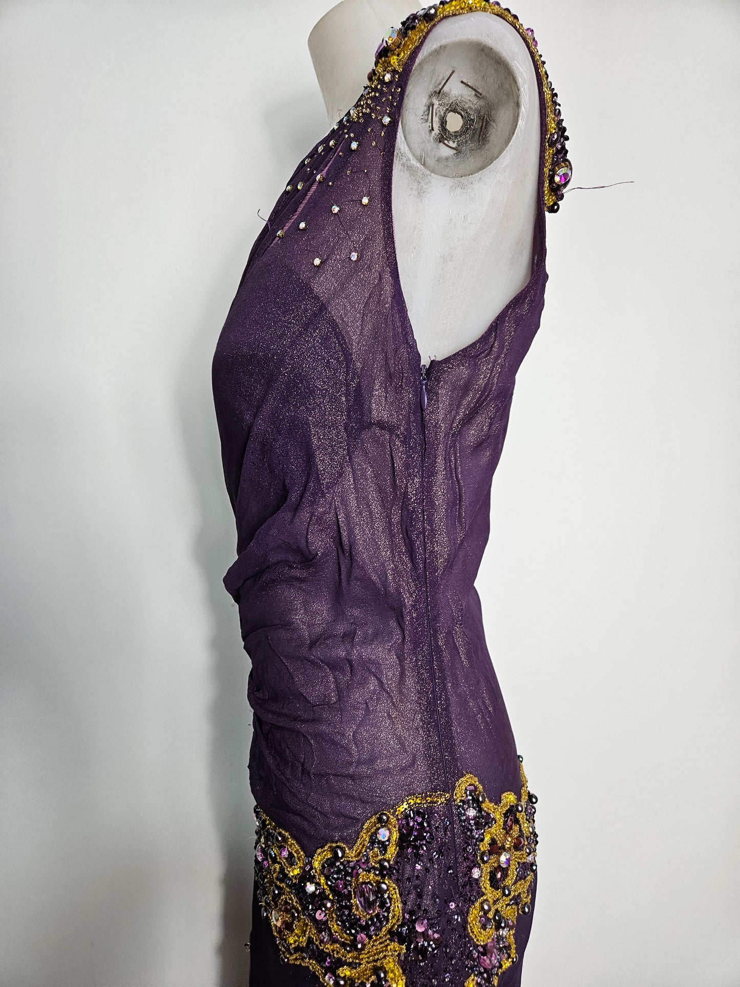 Maxi robe violette brodée