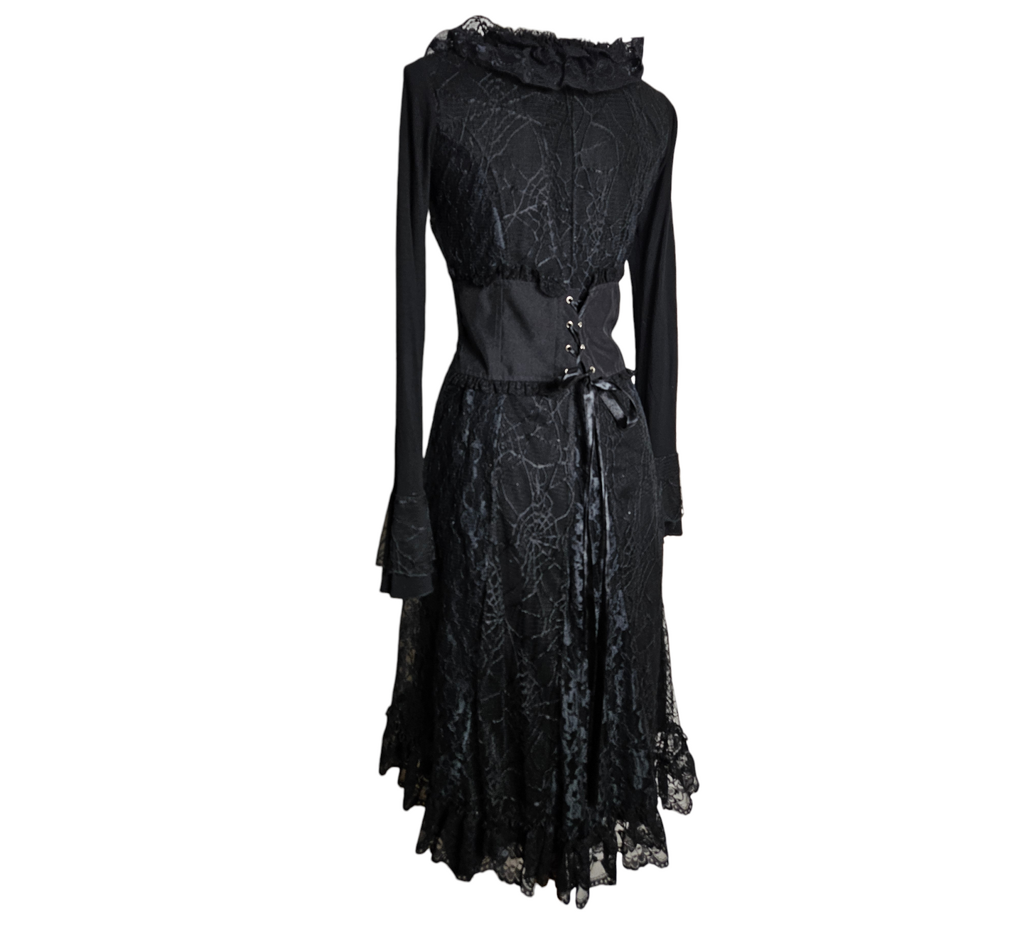 Cardigan long dentelle et laçage