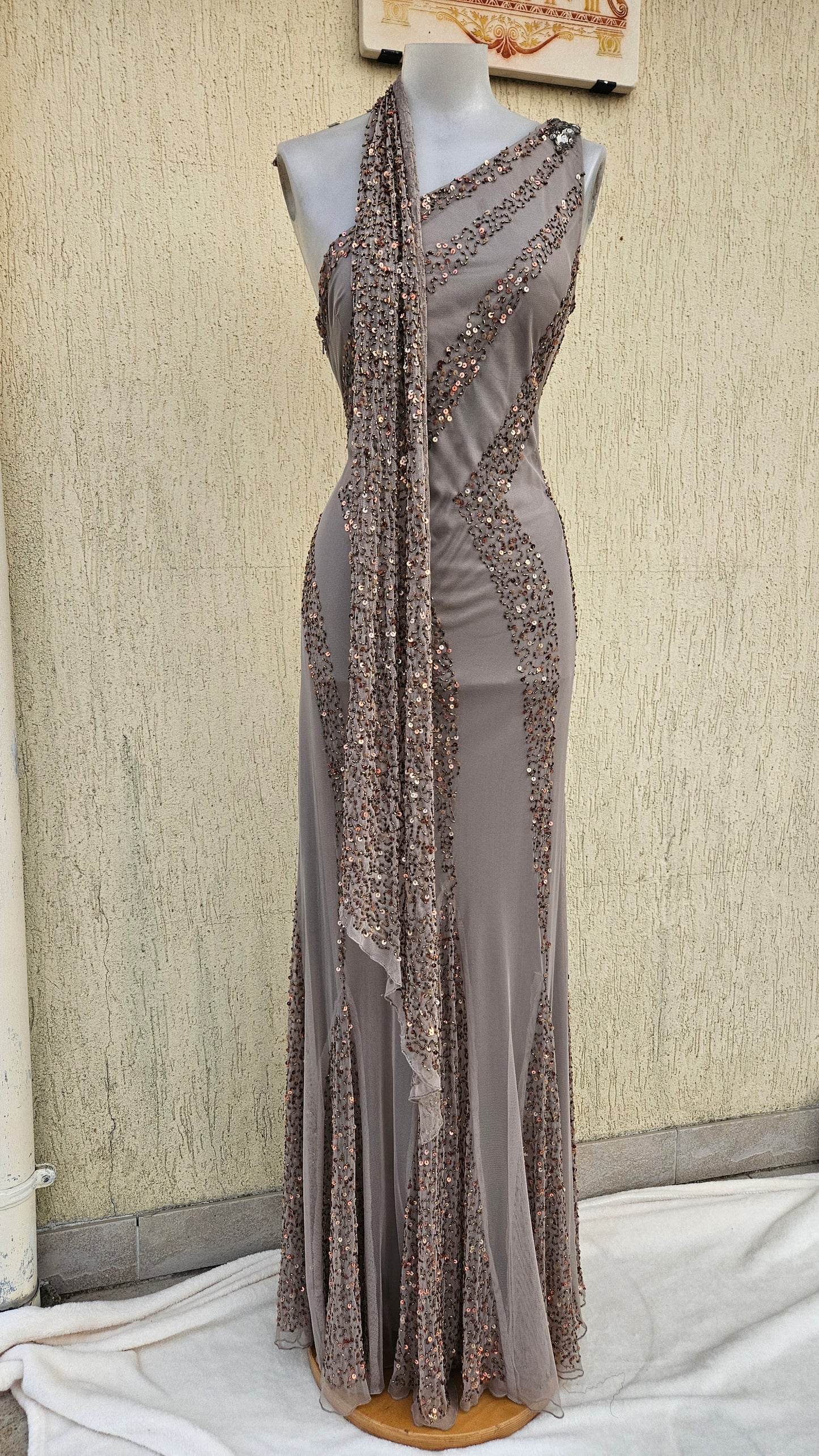 Sequin-embroidered voile dress