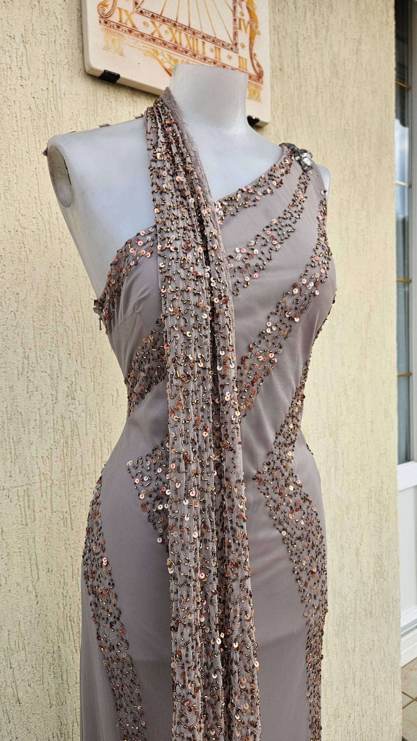 Sequin-embroidered voile dress