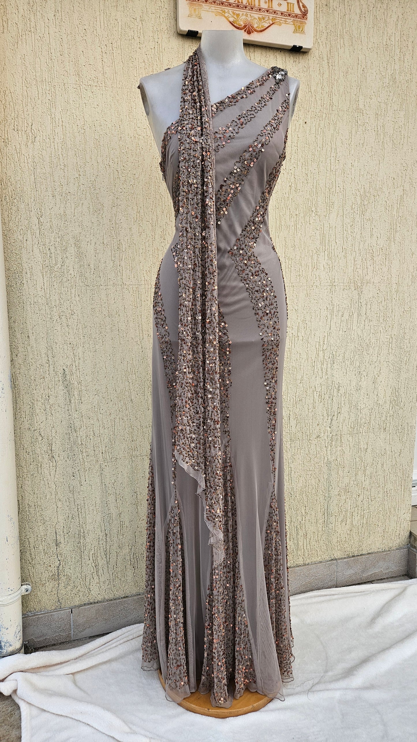 Sequin-embroidered voile dress