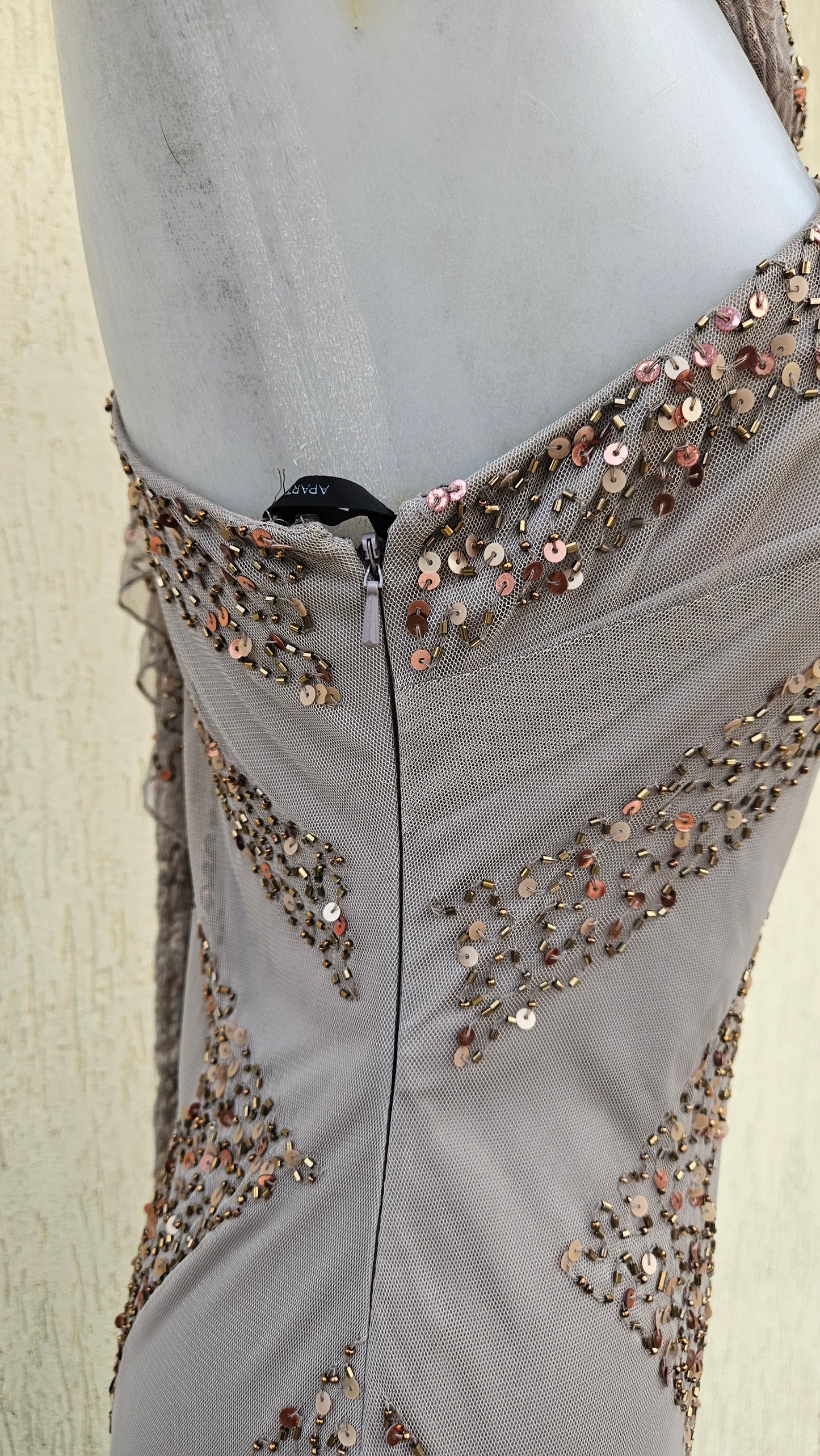 Sequin-embroidered voile dress