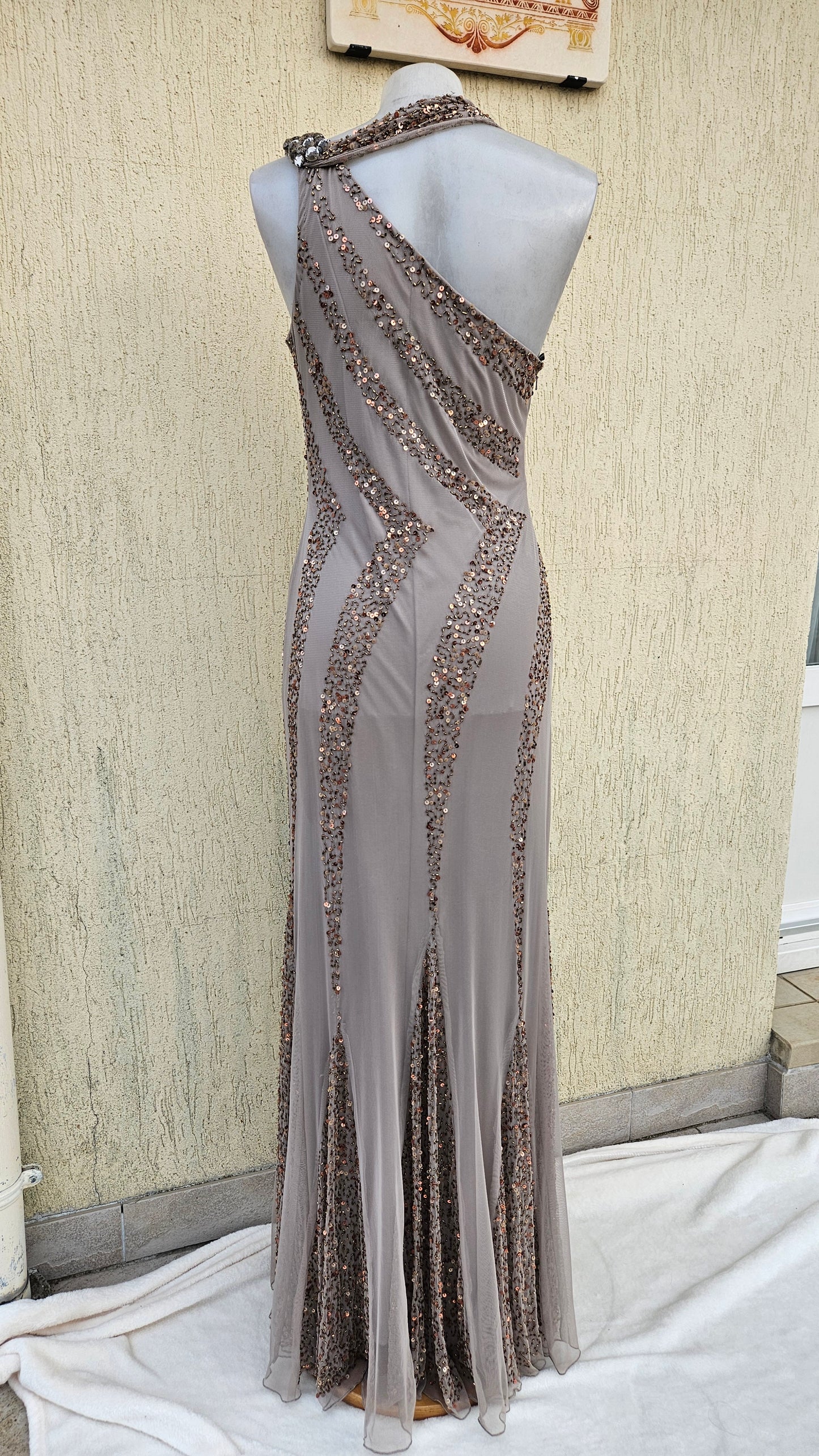 Sequin-embroidered voile dress