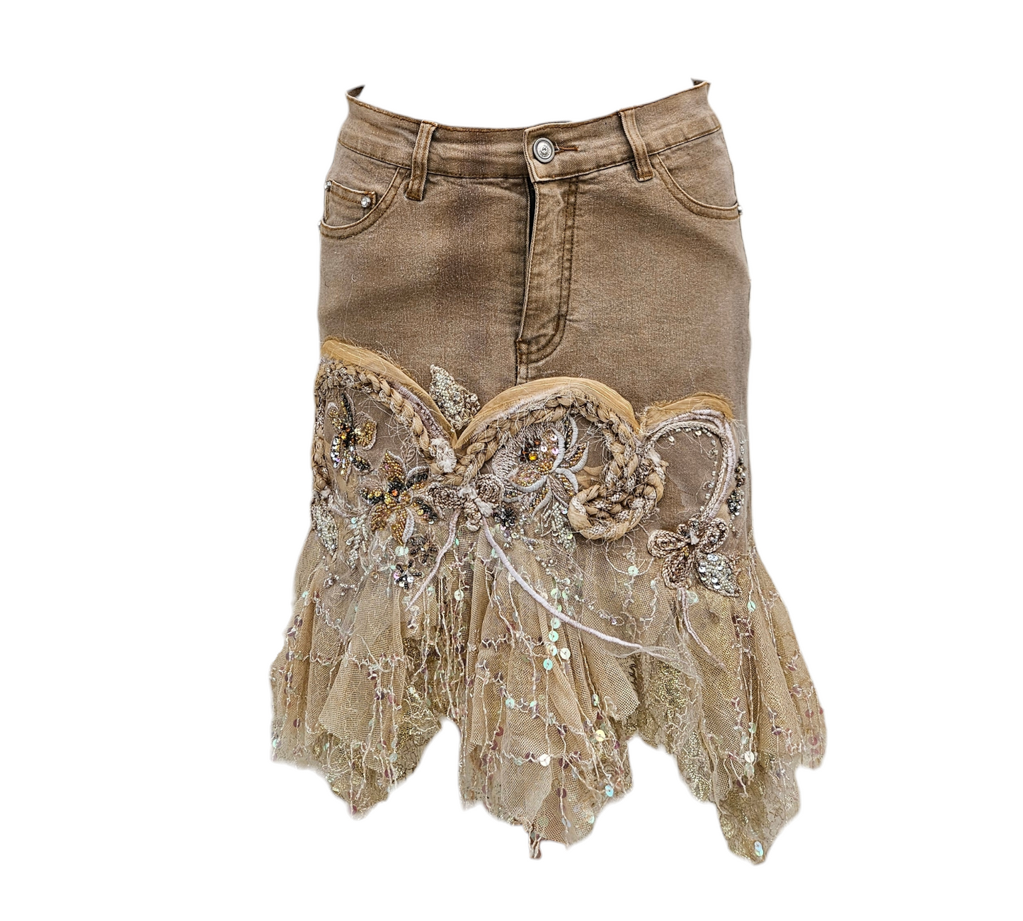 Jupe en denim brodée