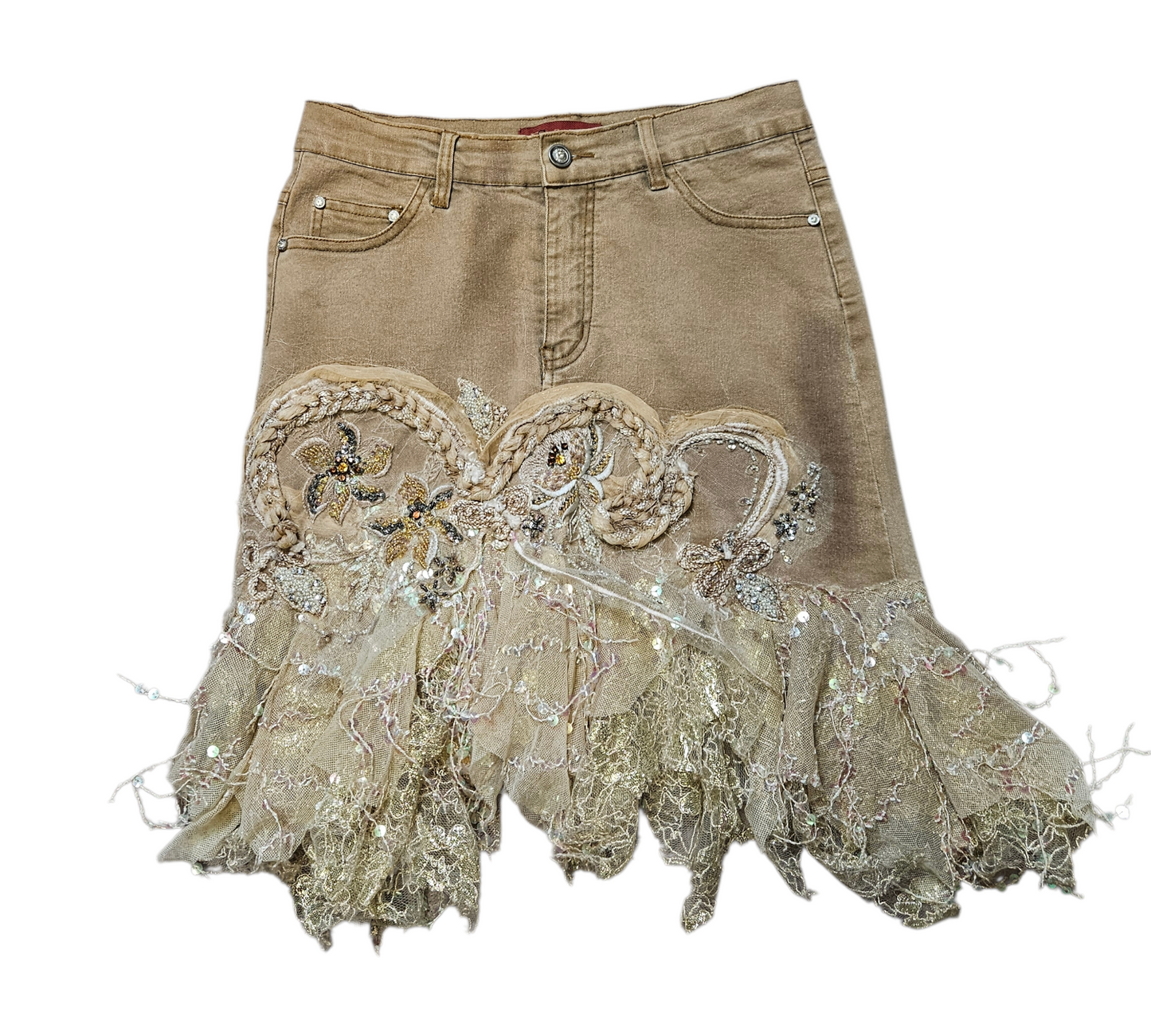 Jupe en denim brodée