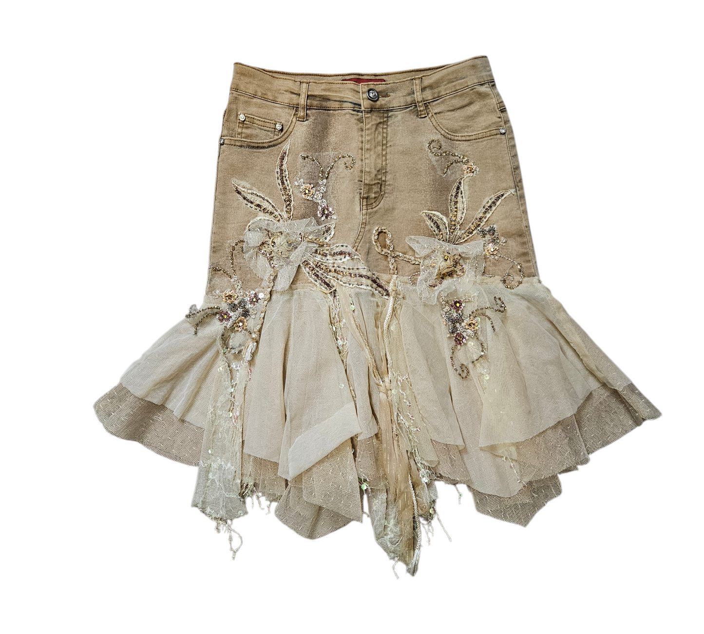Embroidered denim skirt