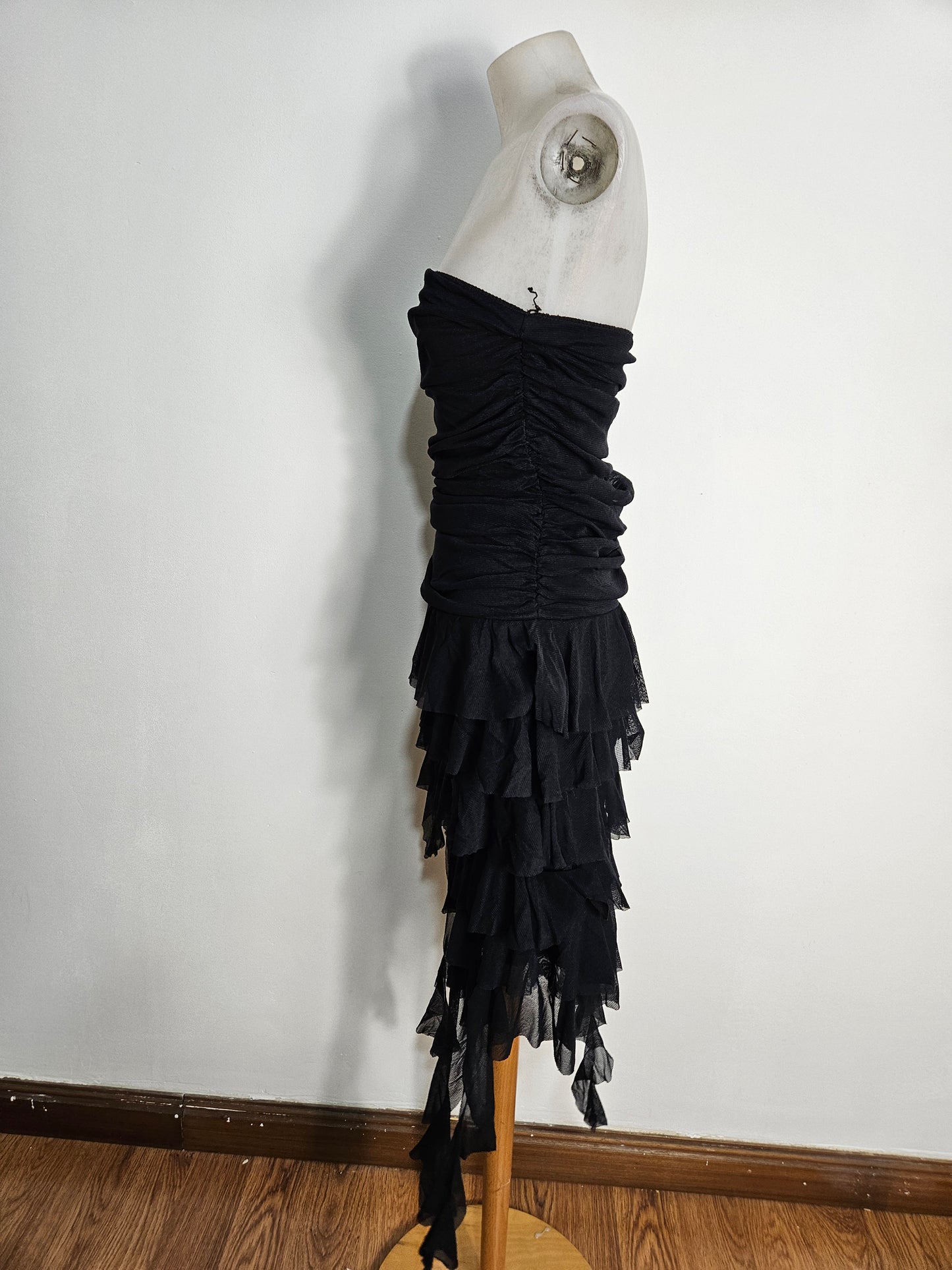 Strapless chiffon dress with ruffles