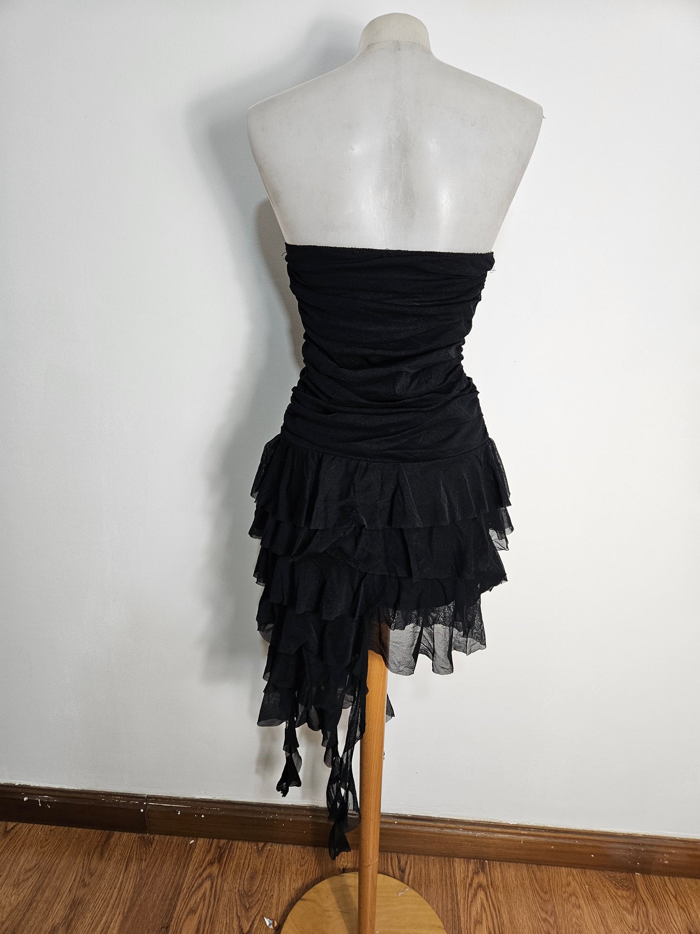 Strapless chiffon dress with ruffles