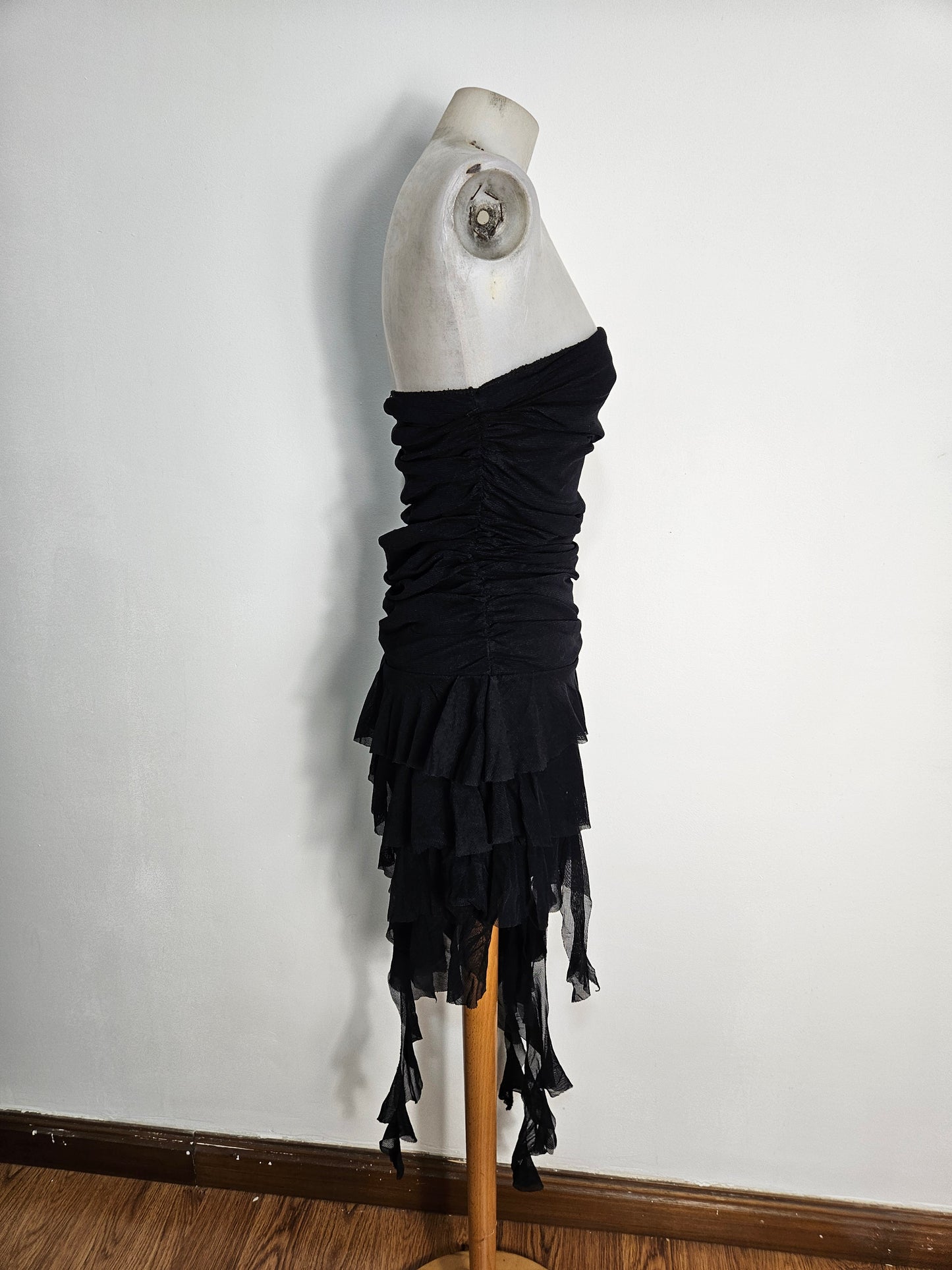 Strapless chiffon dress with ruffles