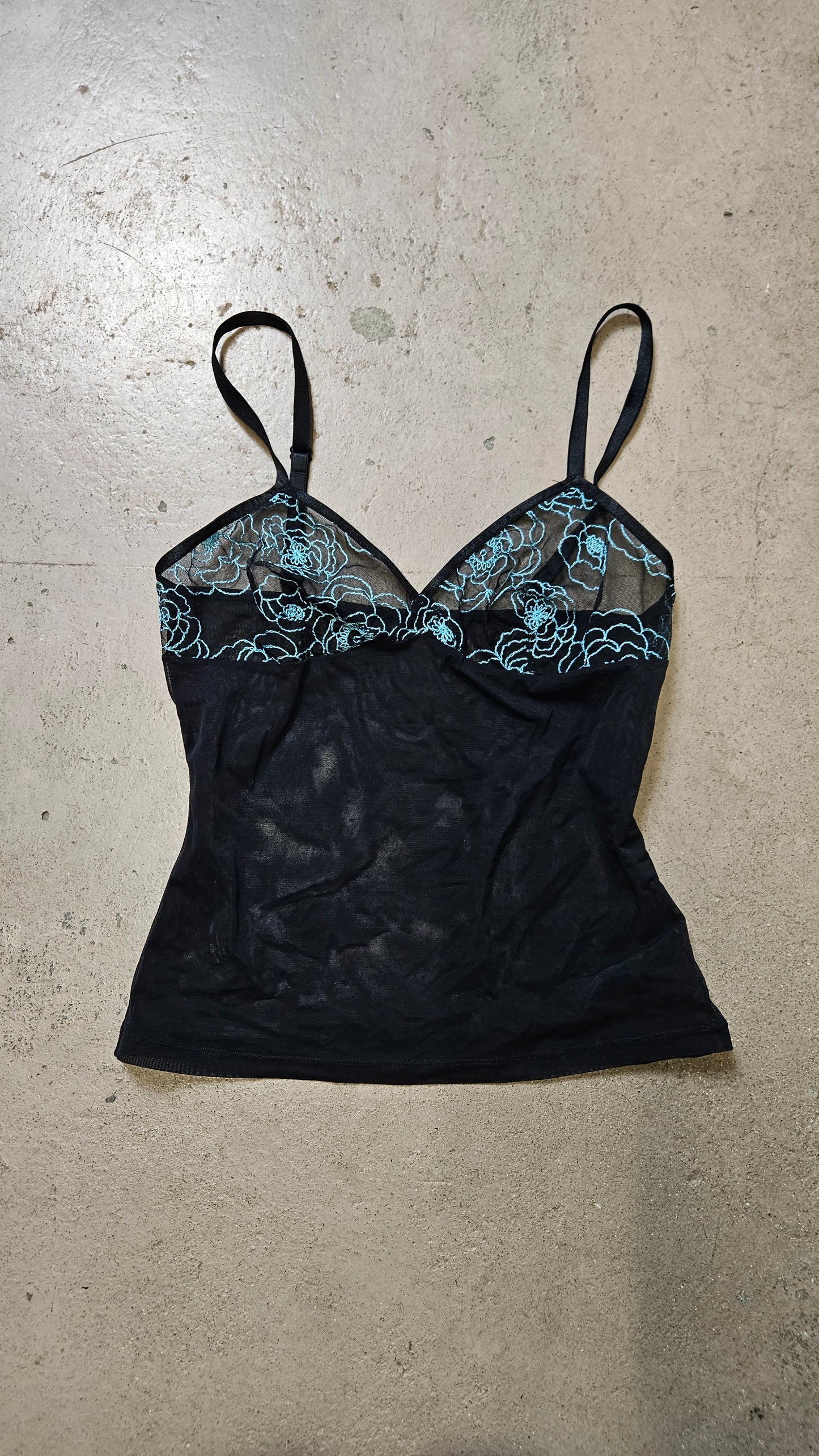 Black and blue voile top