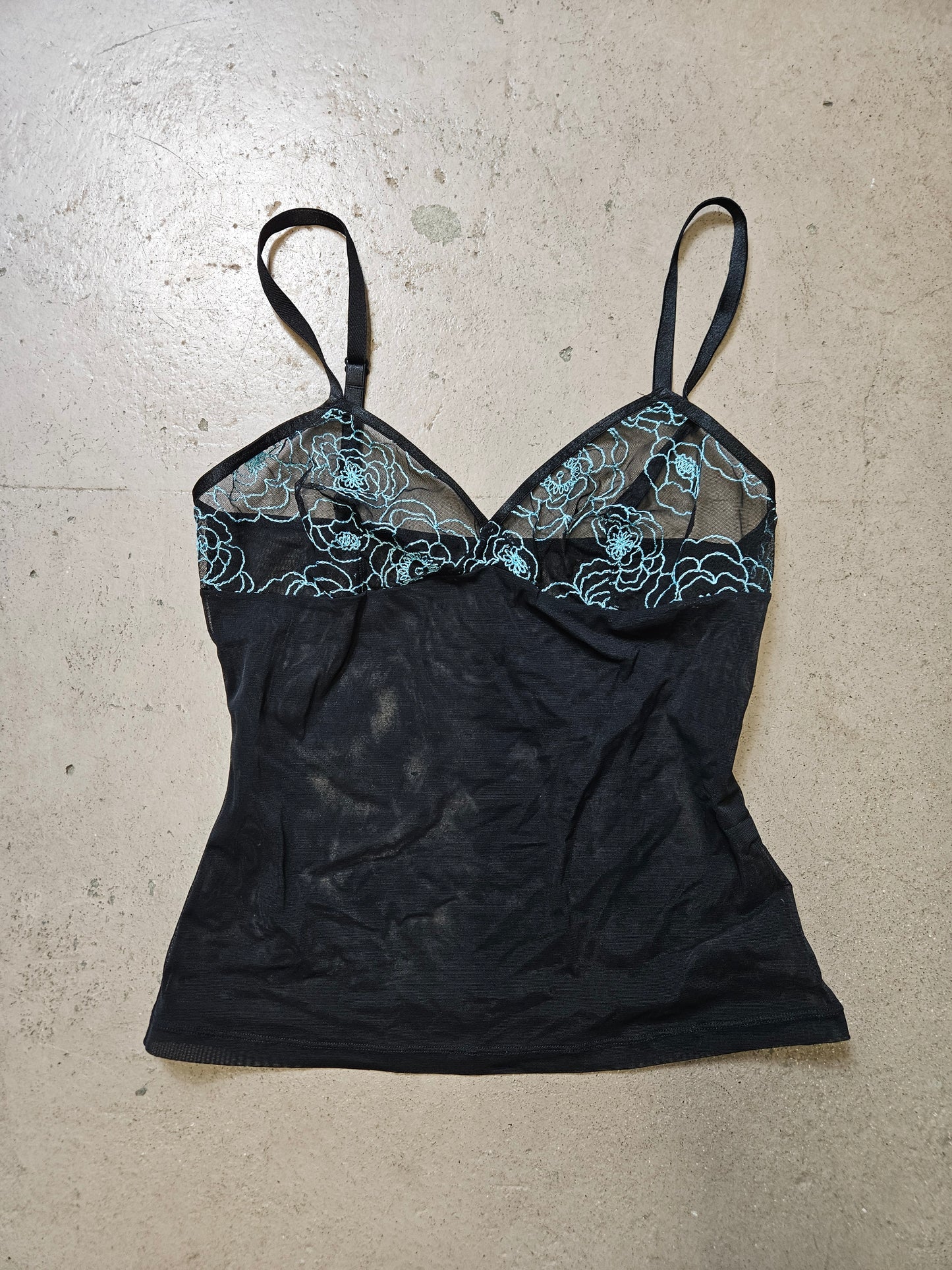 Black and blue voile top