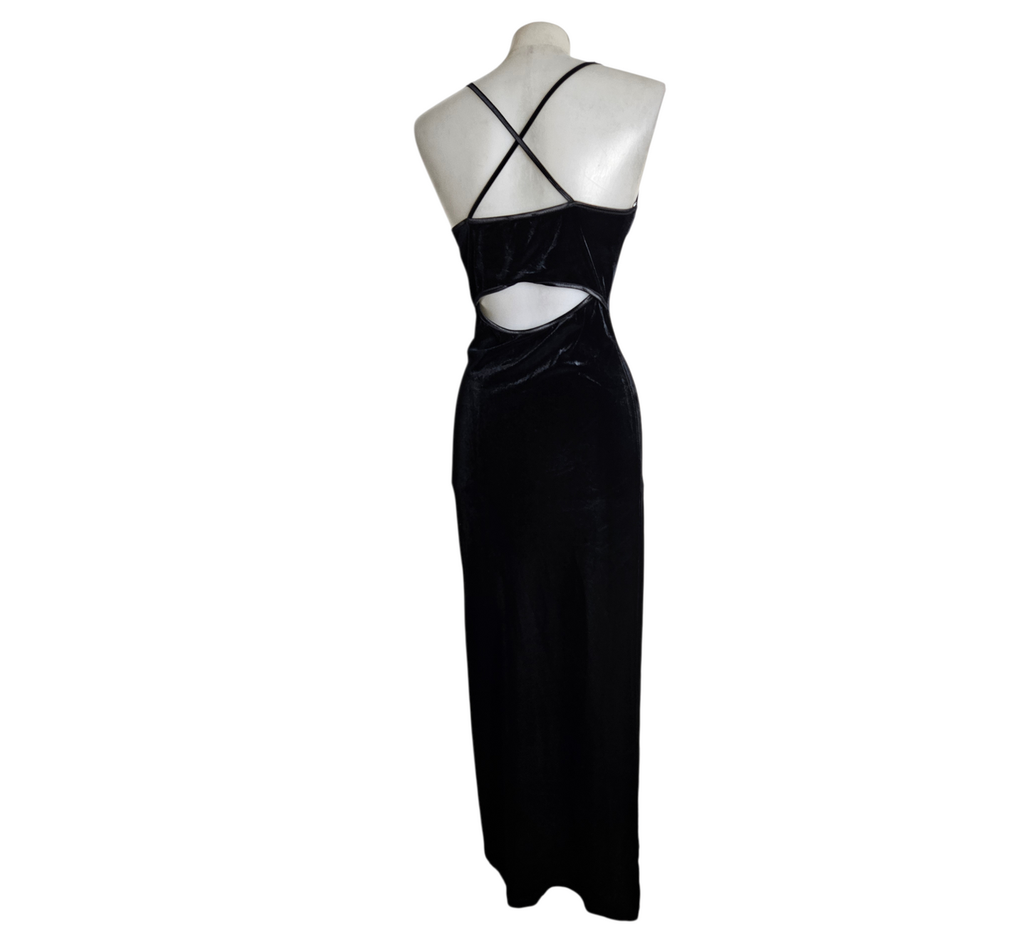 Maxivestido de terciopelo liso negro