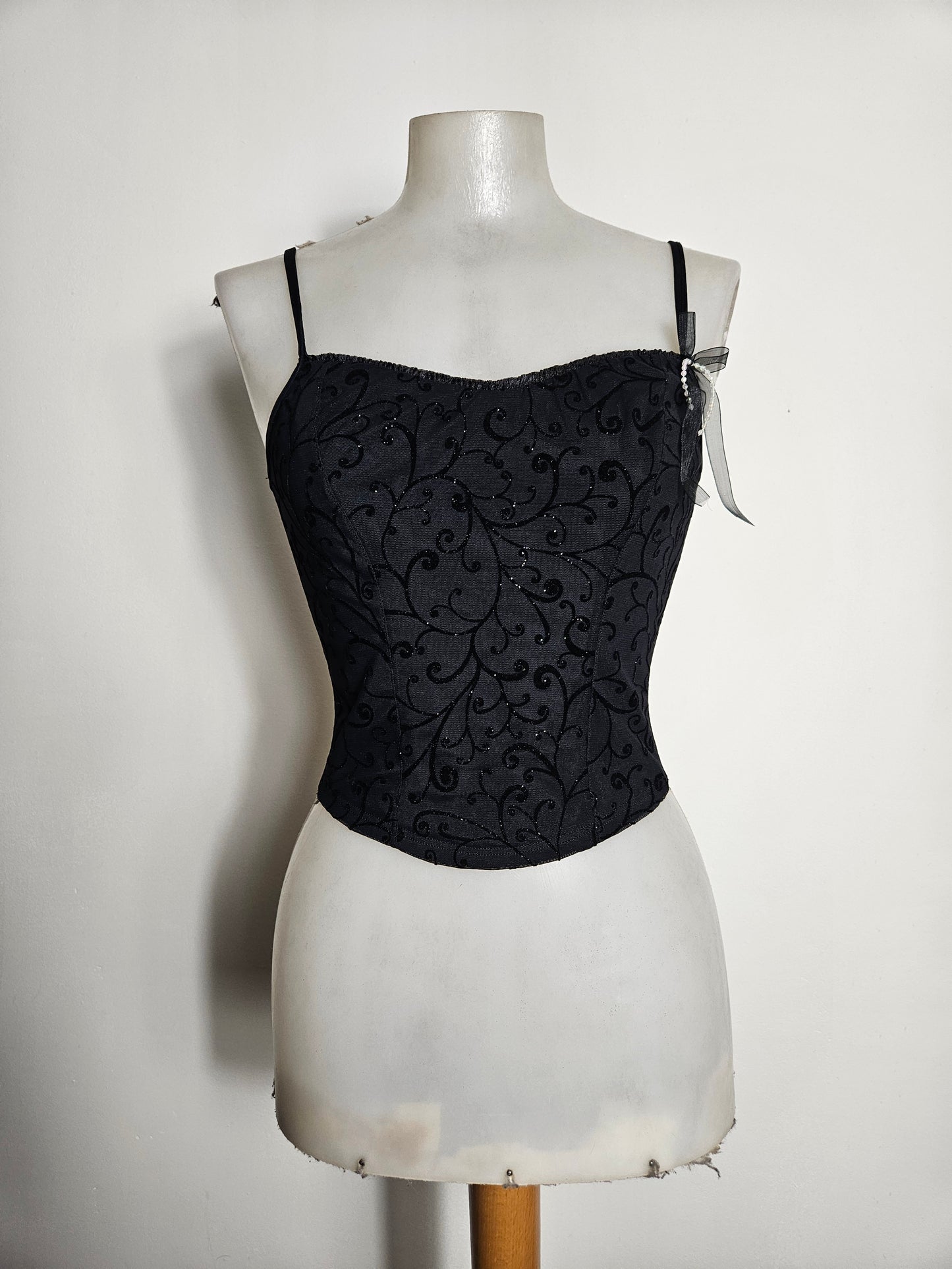 Haut esprit corset arabesques en velours