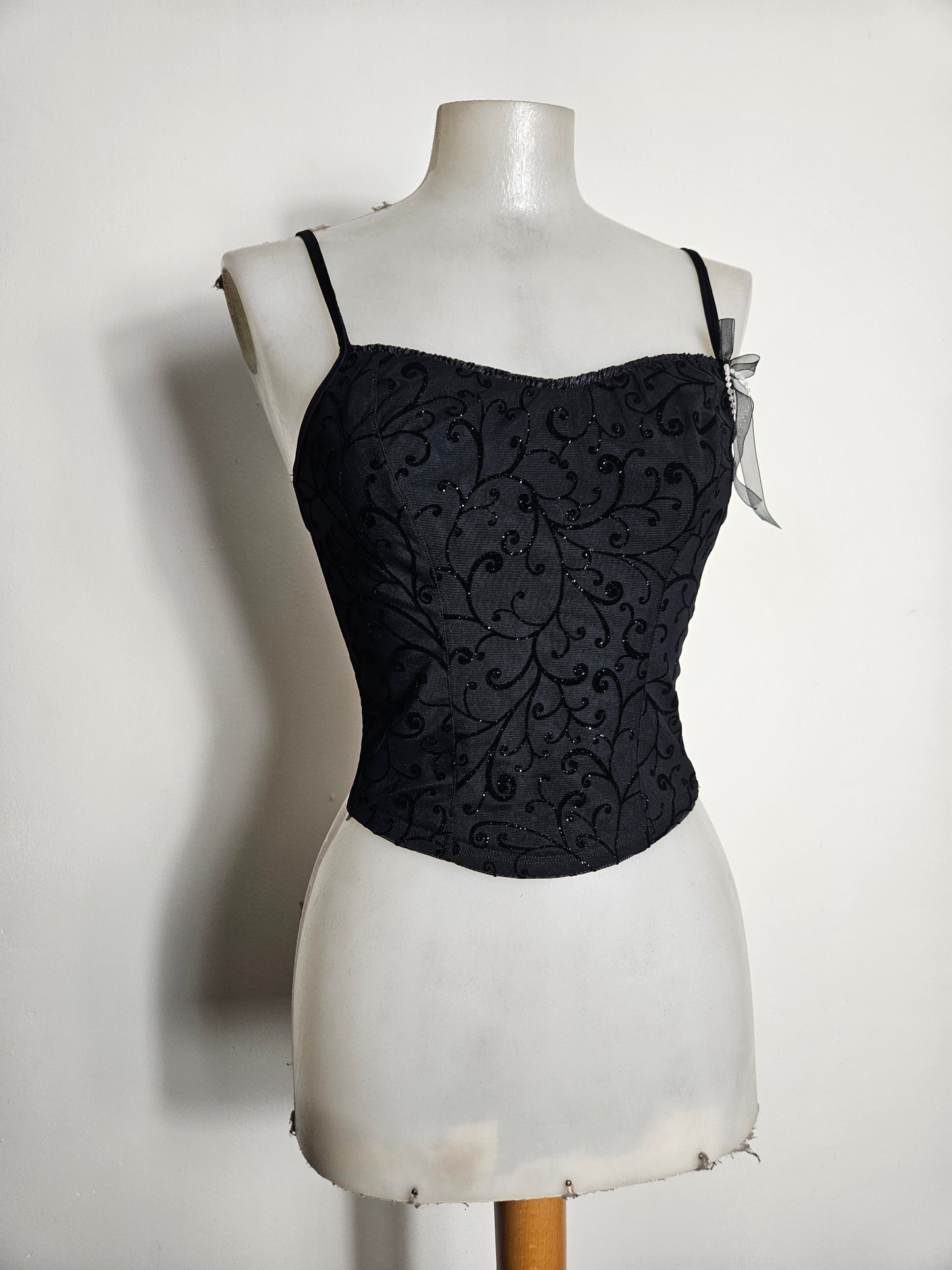 Haut esprit corset arabesques en velours
