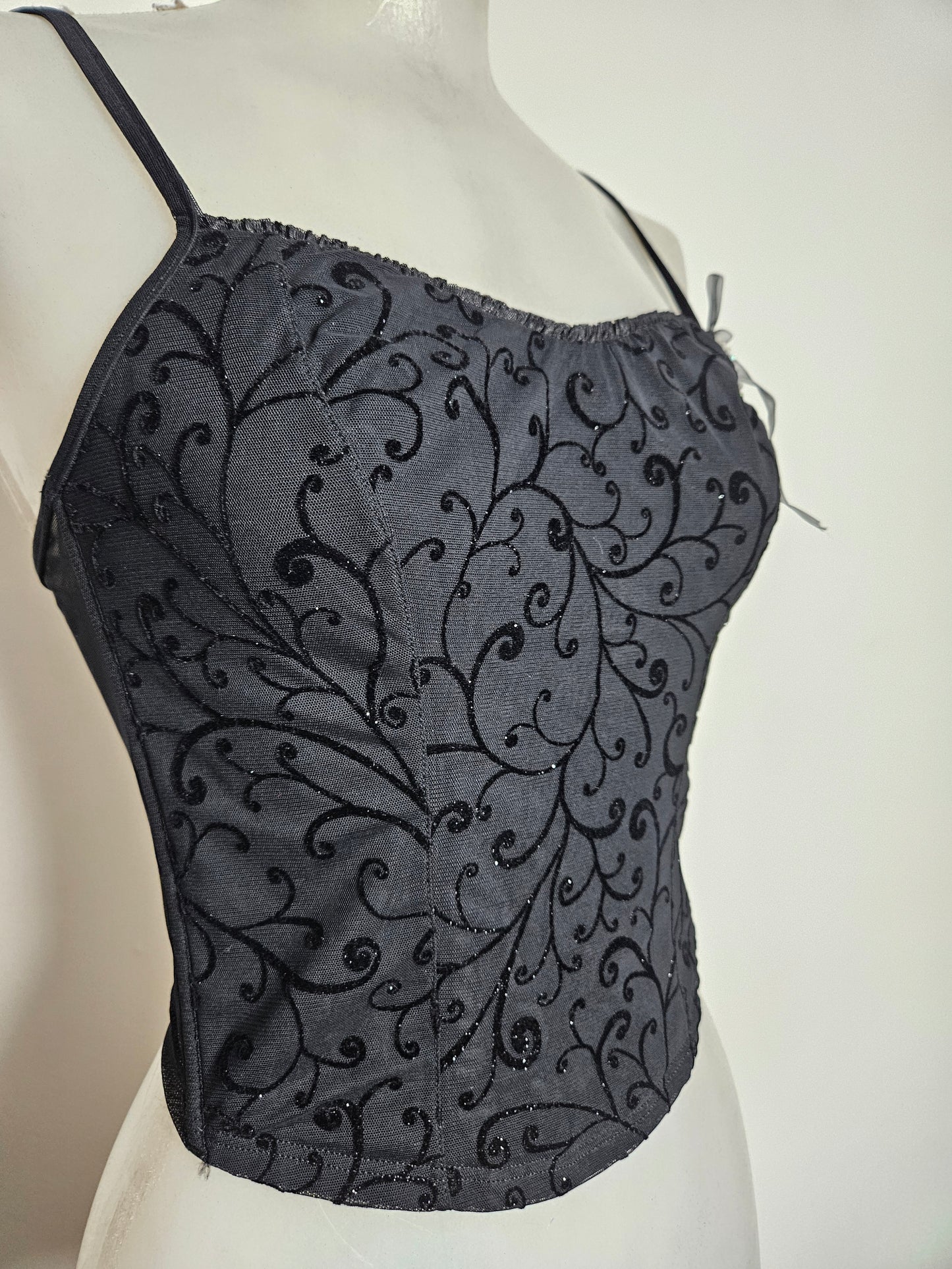 Haut esprit corset arabesques en velours