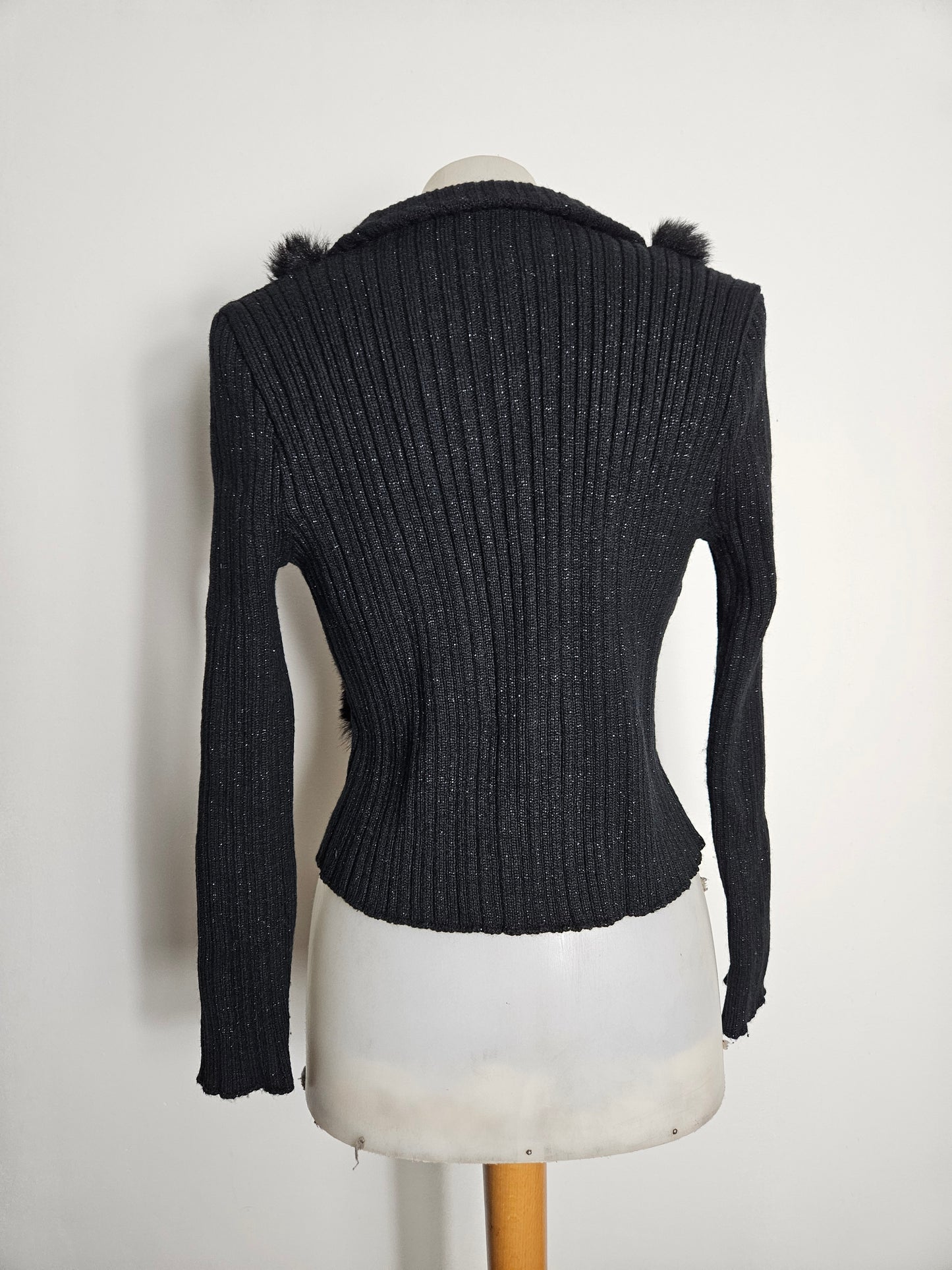 Faux fur jacket with hook and eye closure