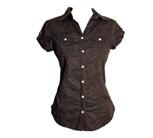 Chemise manches courtes marron