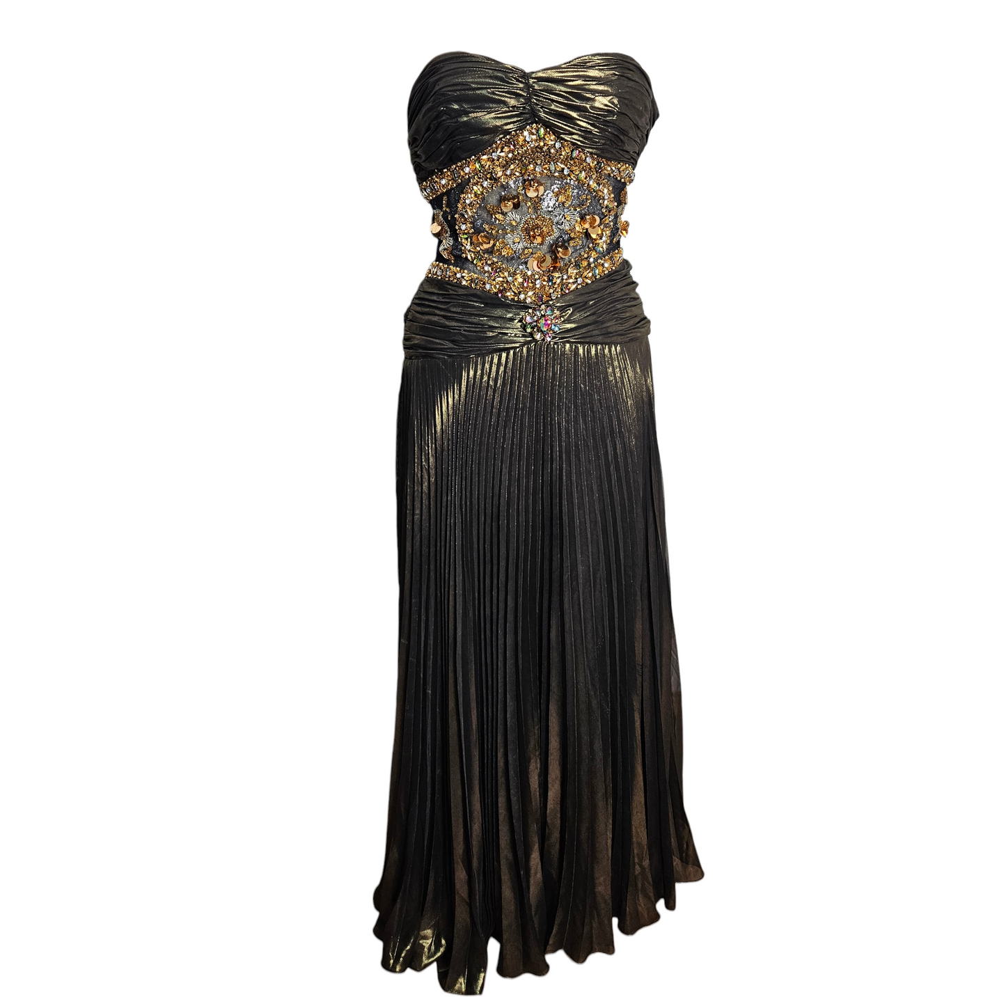 Robe maxi avec broderies de perles et sequins