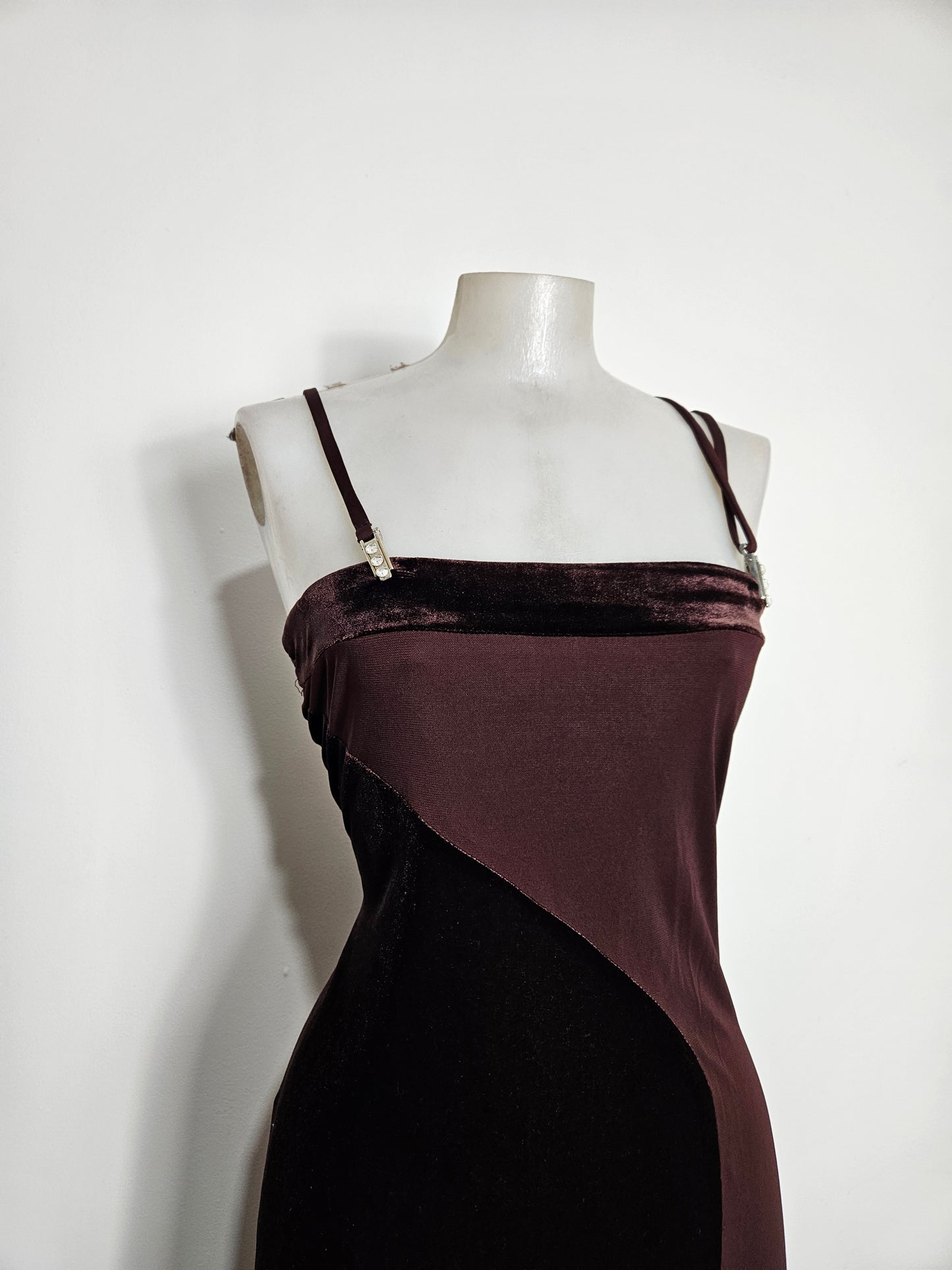 Robe bi matière marron