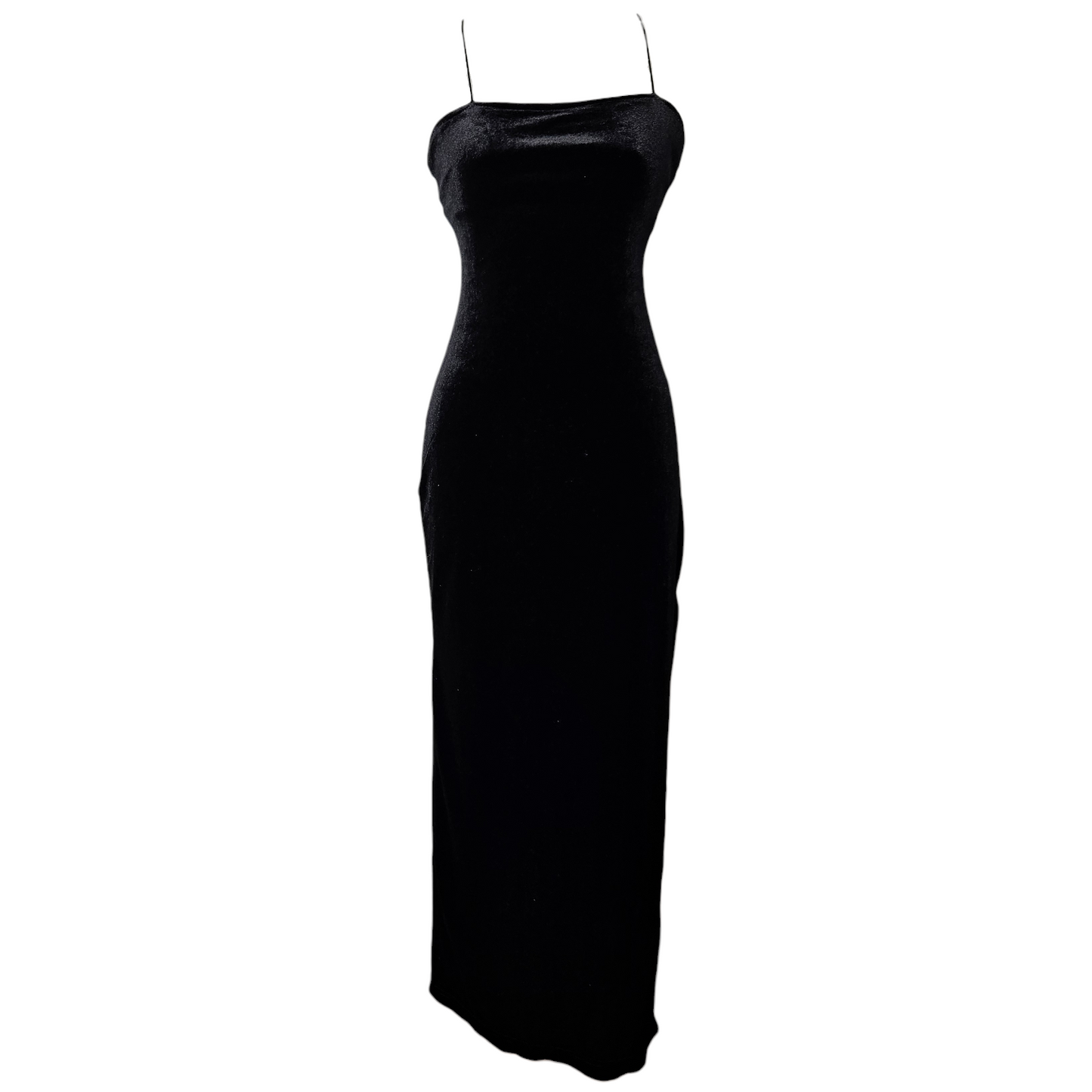 Black velvet backless dress