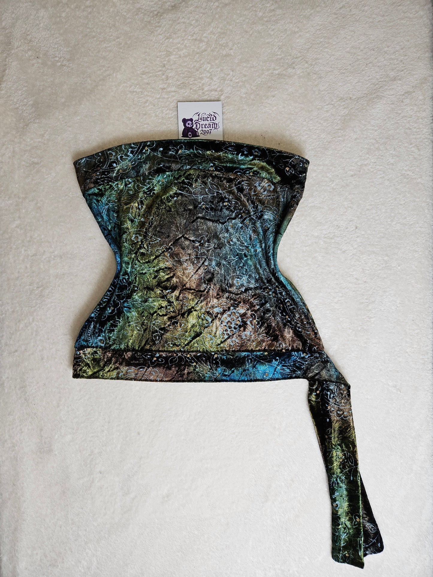 Bustier en velours ras à arabesques