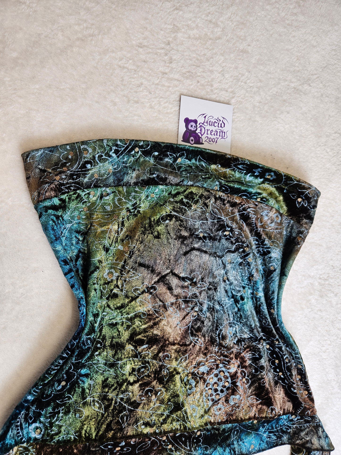 Bustier en velours ras à arabesques