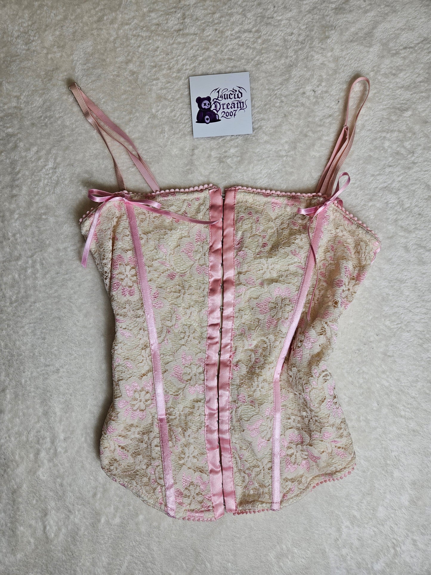 Haut esprit corset beige et rose