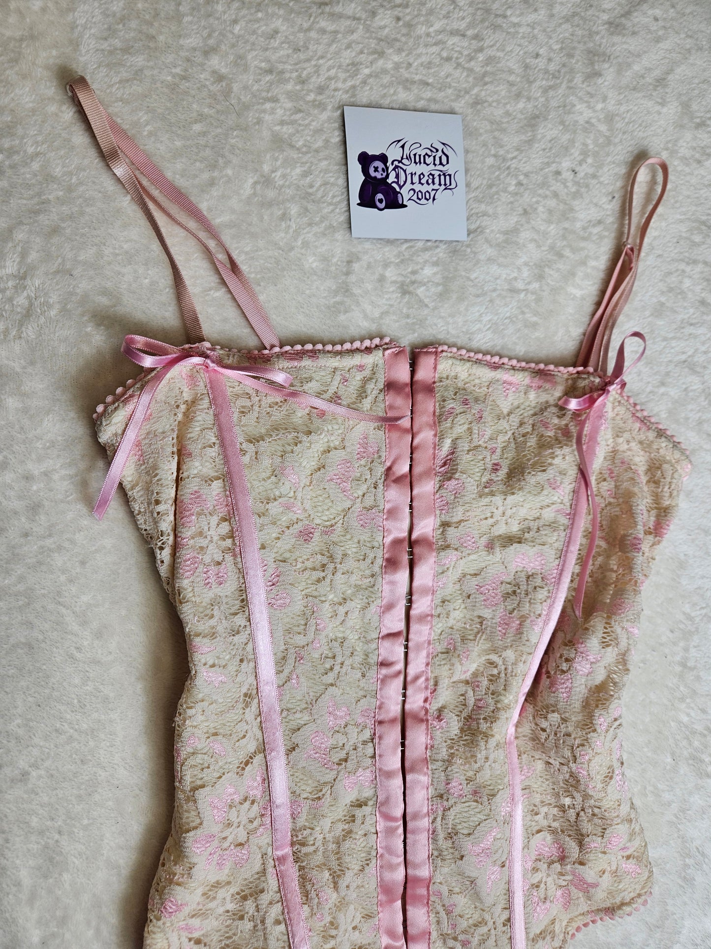 Haut esprit corset beige et rose