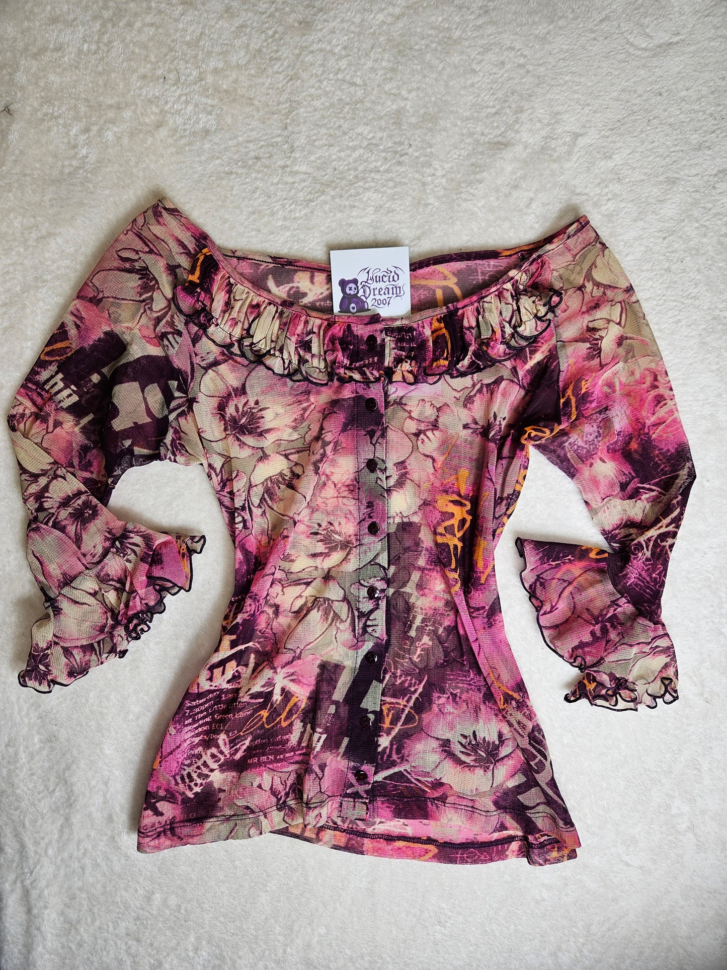 Haut en voile motif floral