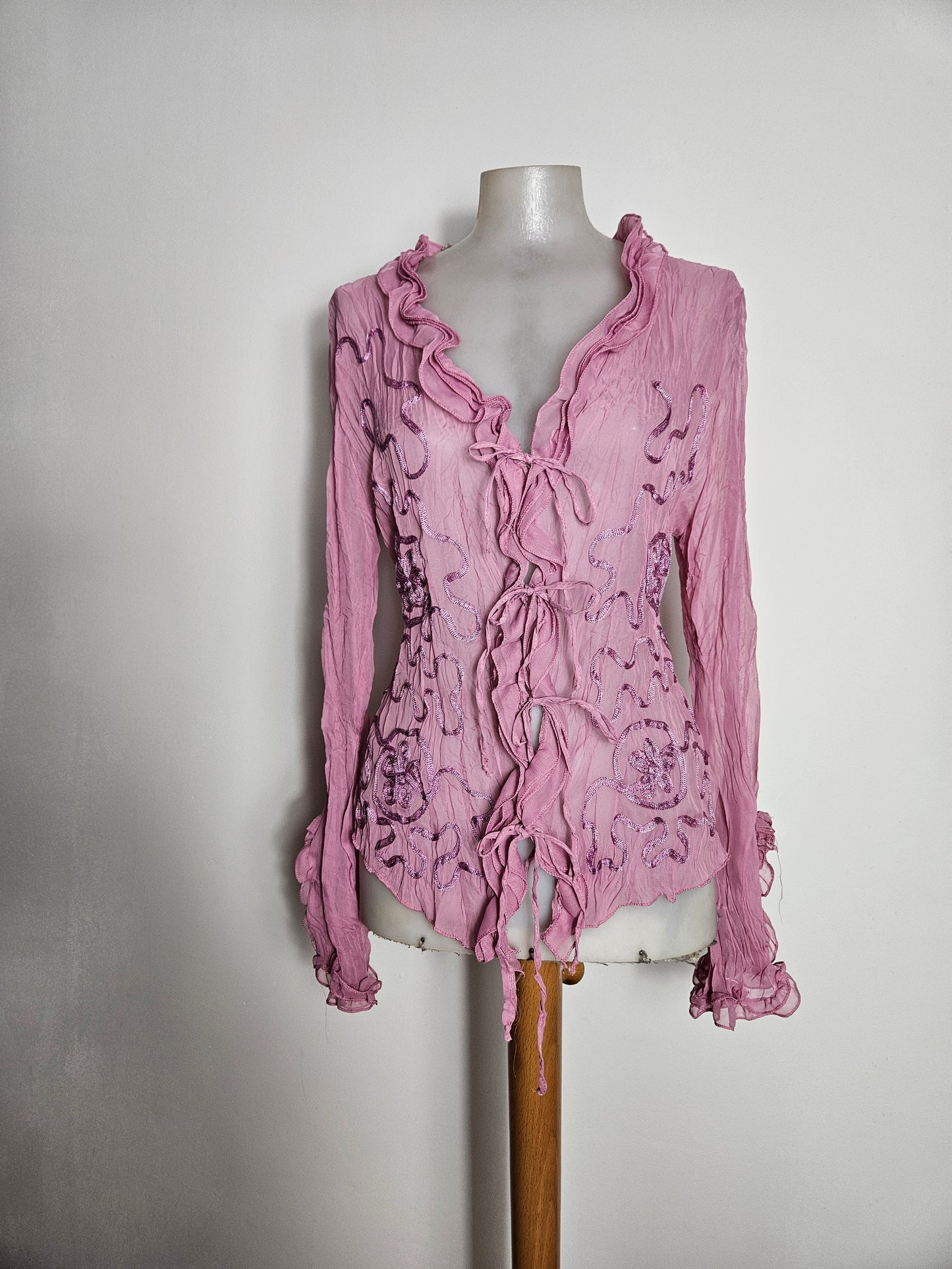 Blusa de gasa rosa