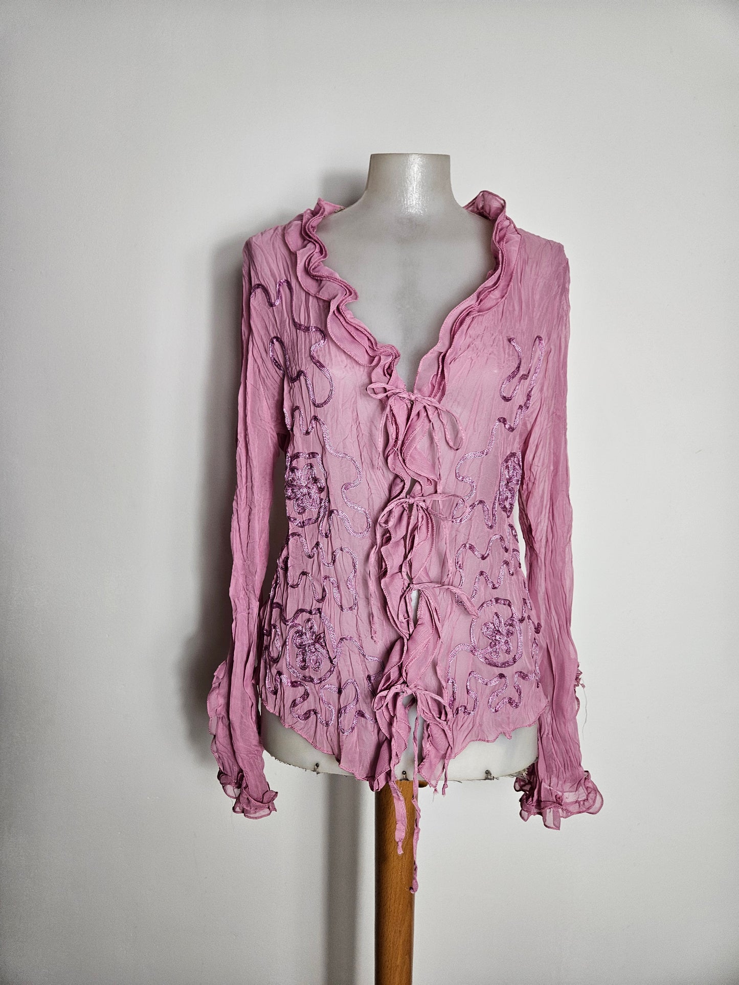 Blusa de gasa rosa