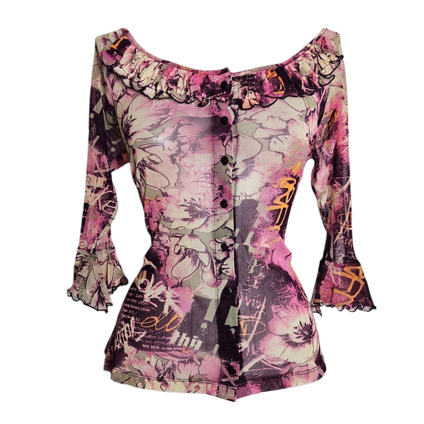 Haut en voile motif floral