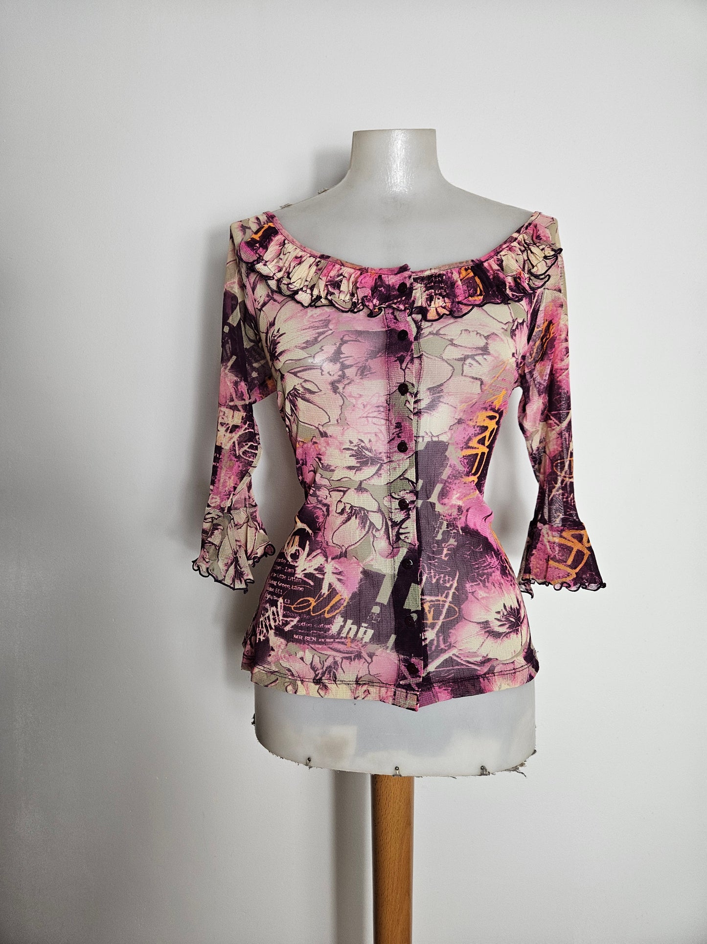 Haut en voile motif floral