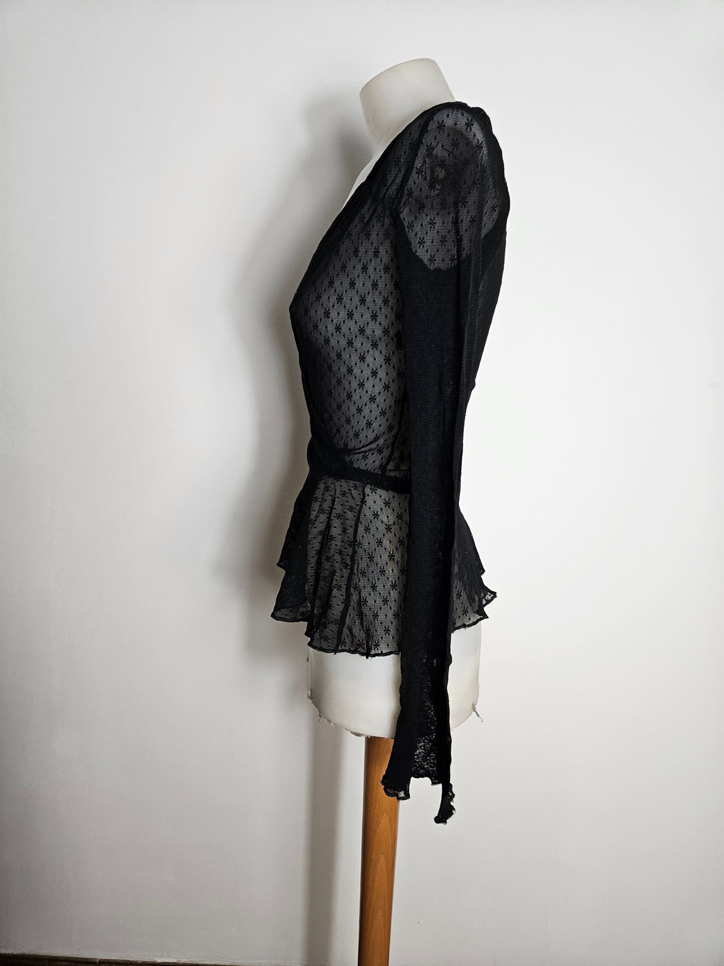 Chemisier esprit cache coeur en voile noir