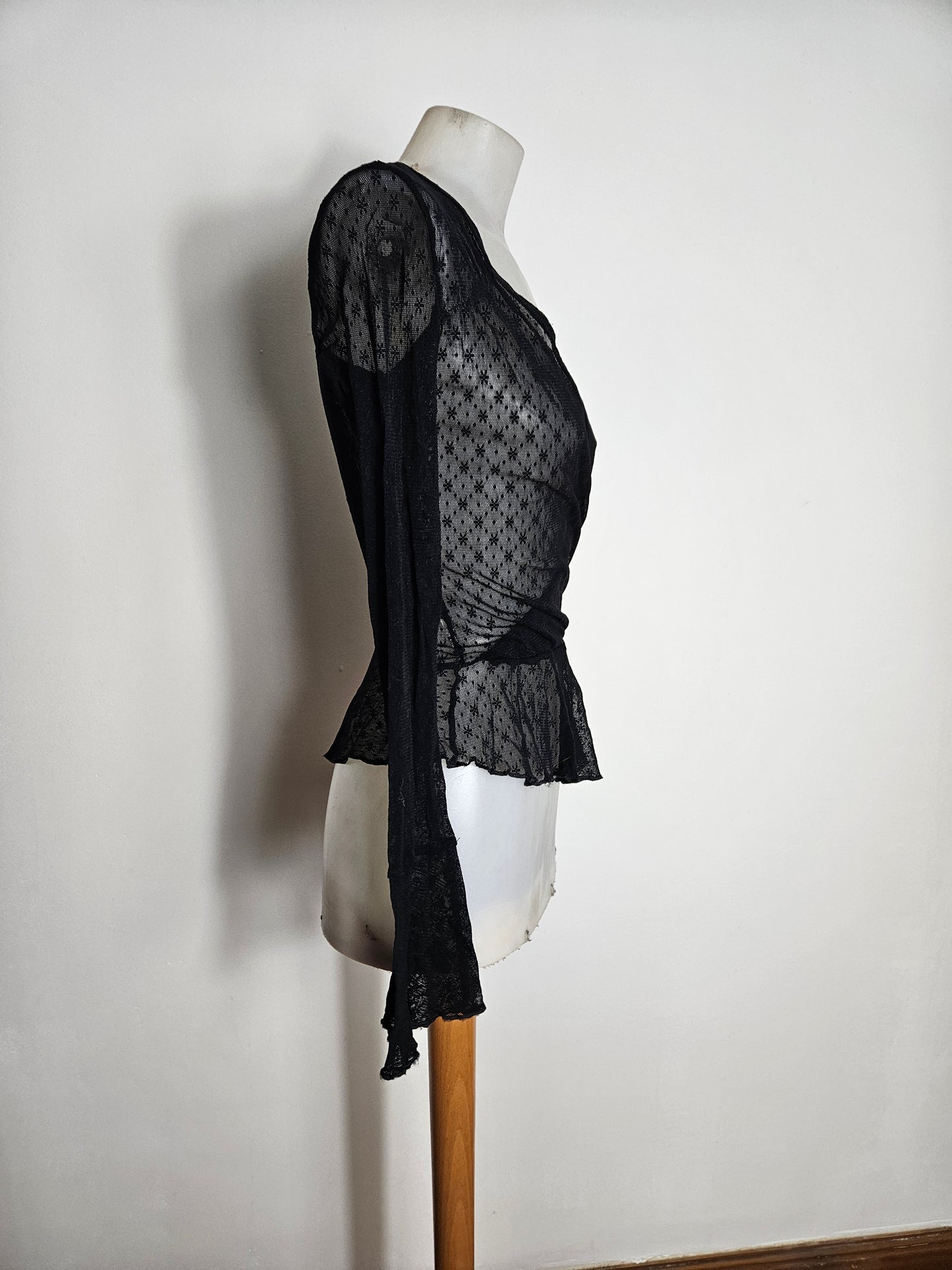 Chemisier esprit cache coeur en voile noir