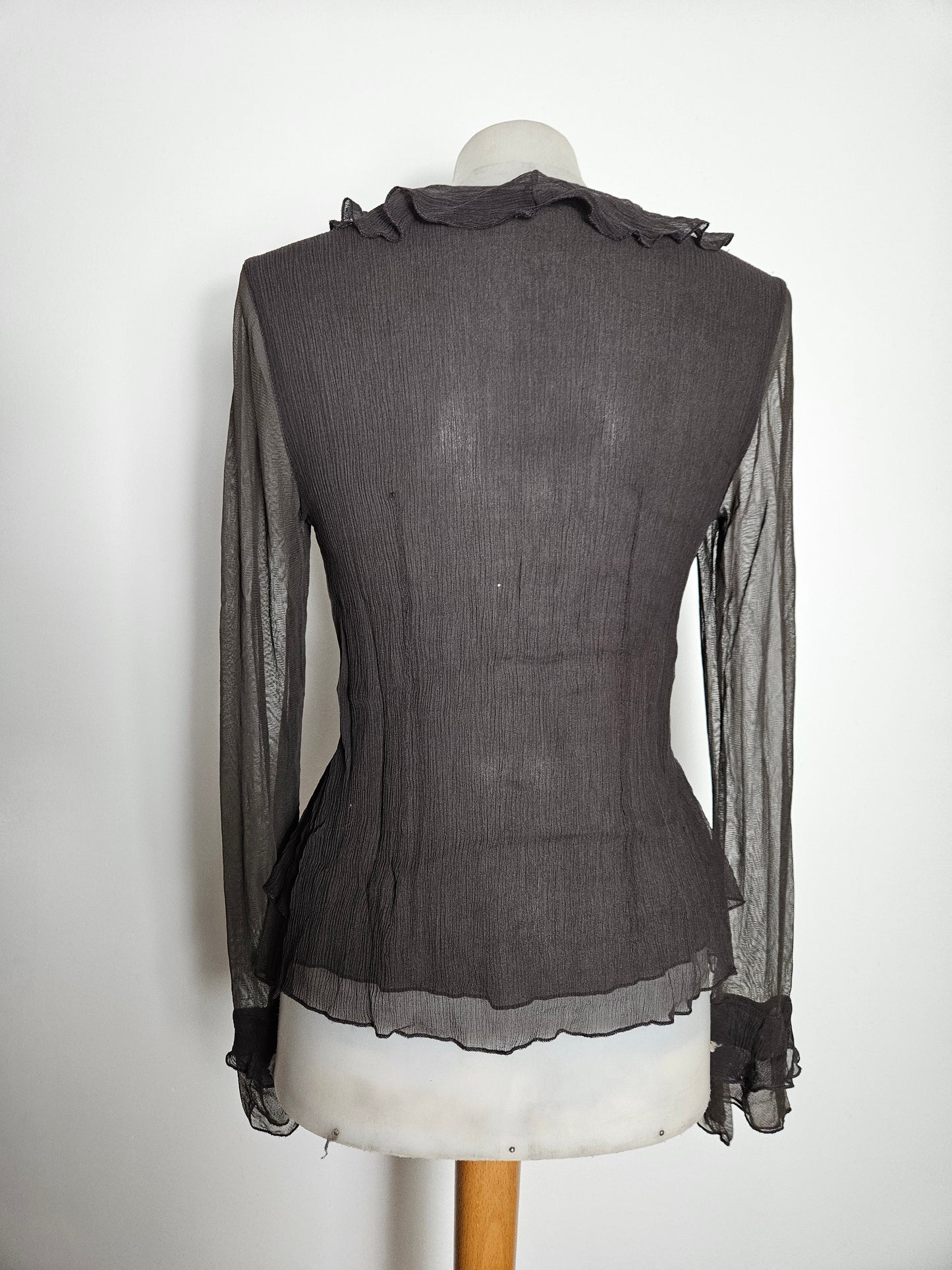 Chemisier en voile brodé marron